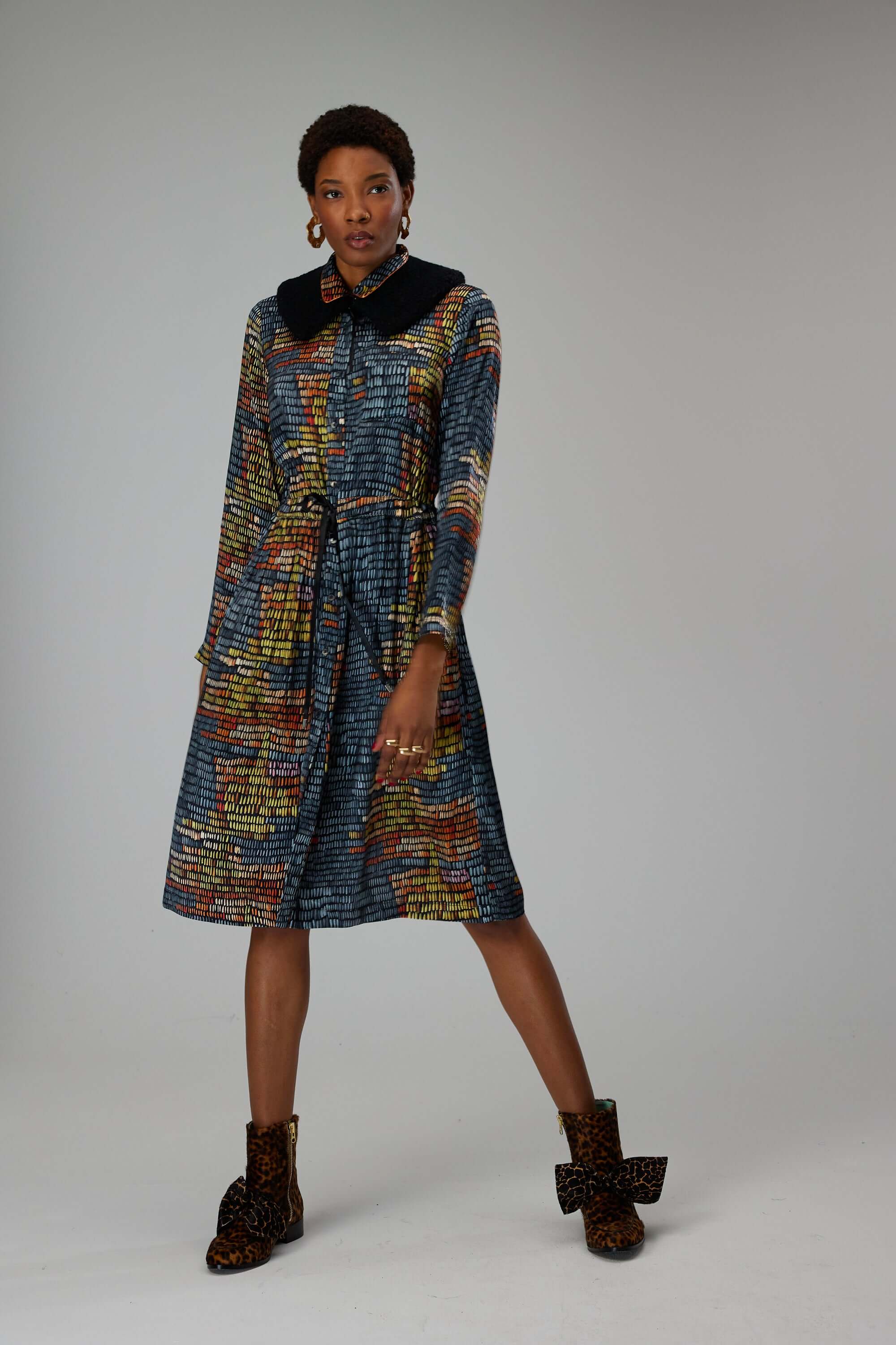 Edison dress in Dark and stormy print