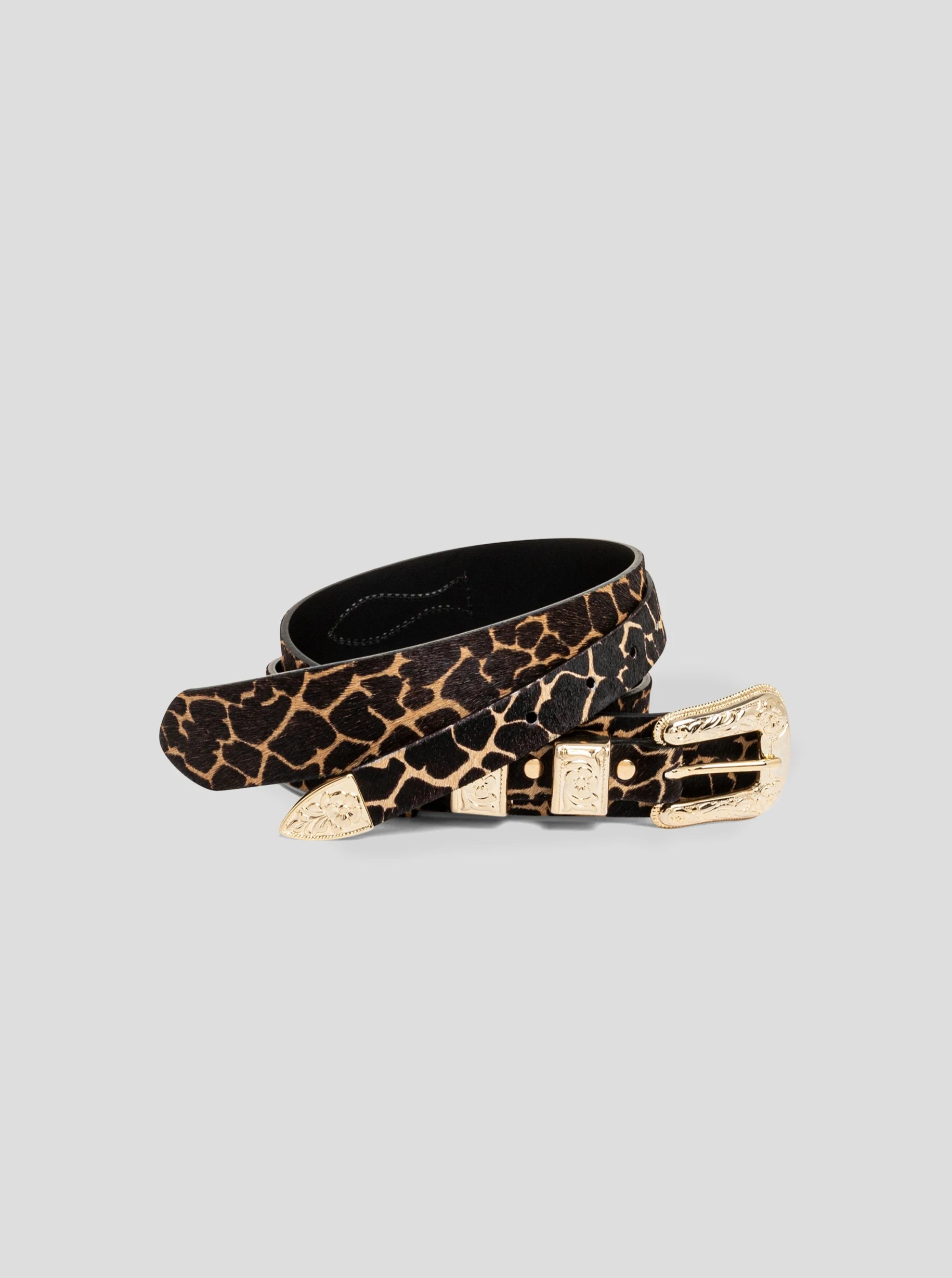 Texan belt in Giraffe printed leather