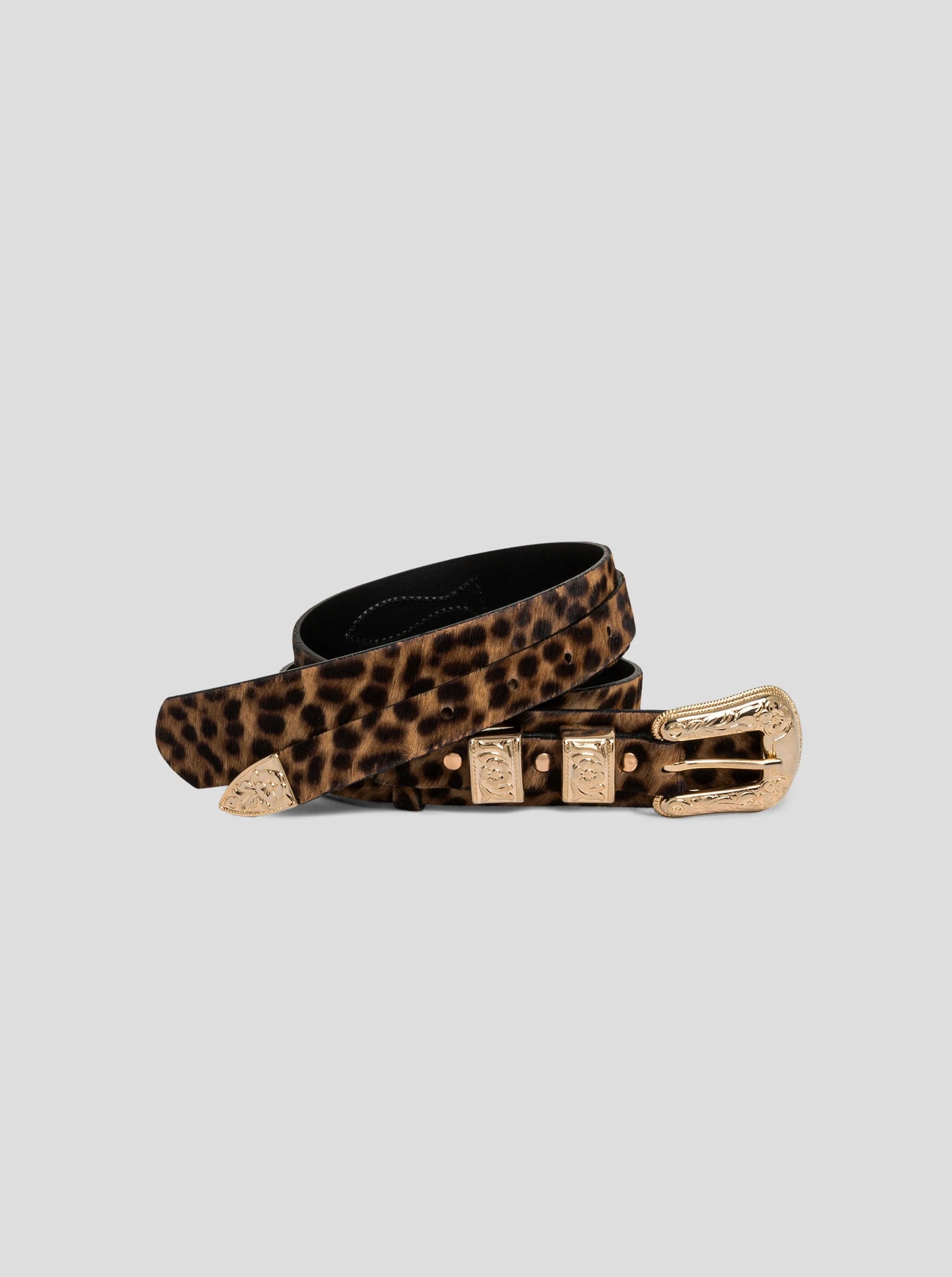 Texan belt in Leopard printed leather