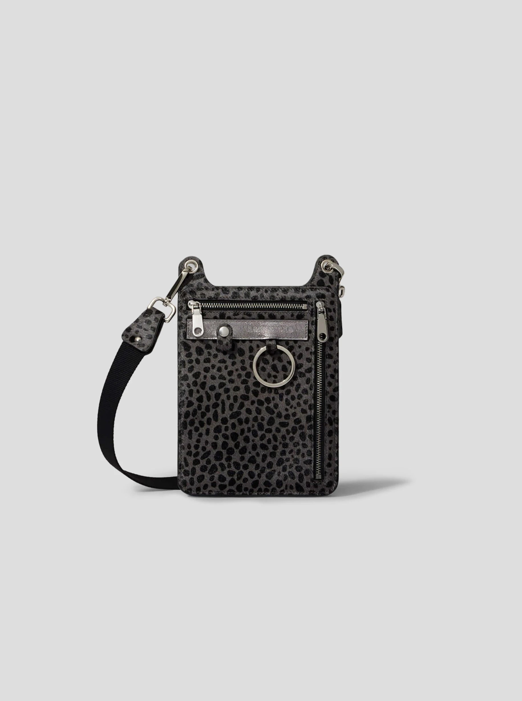 Stanley satchel in grey Cheetah printed leather