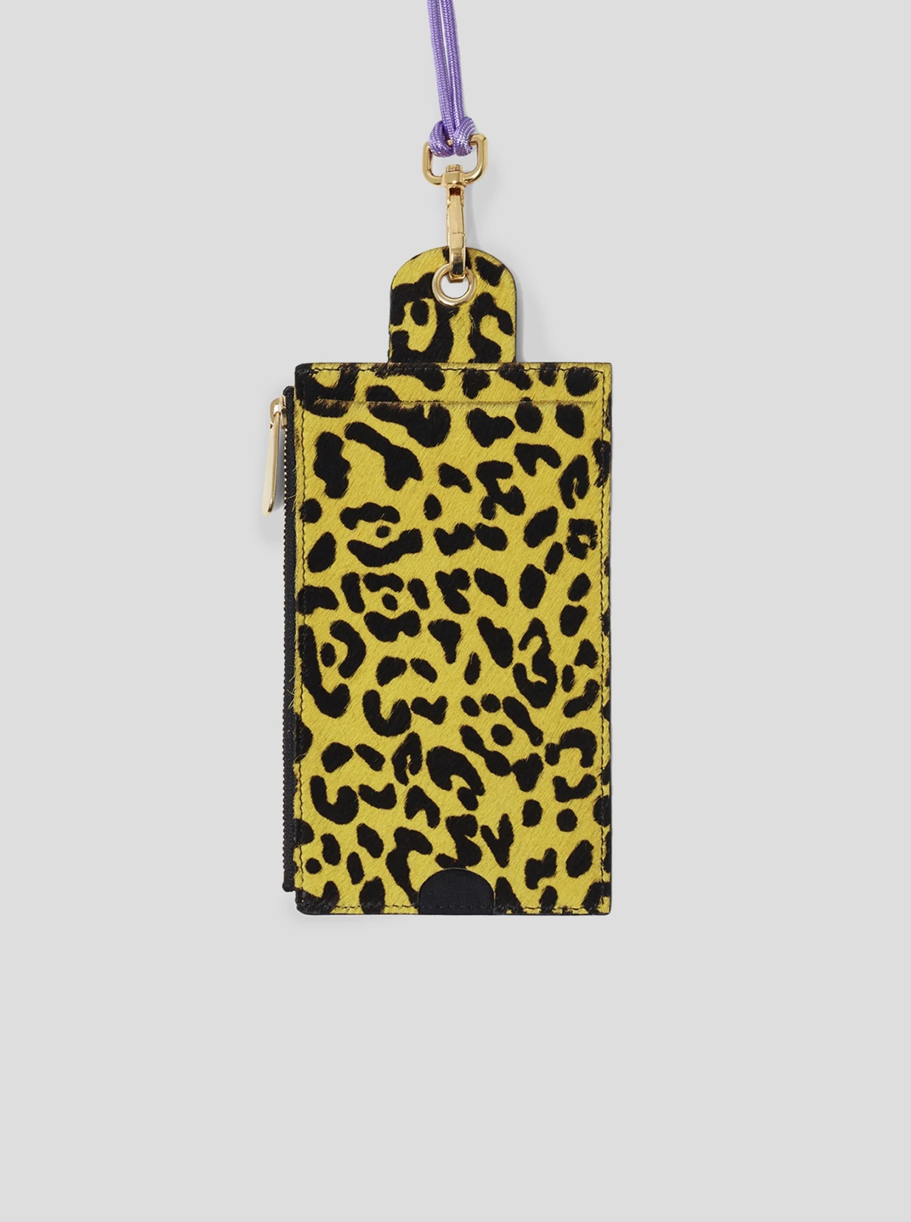 The Minis - Large neck wallet in yellow Leopard printed leather