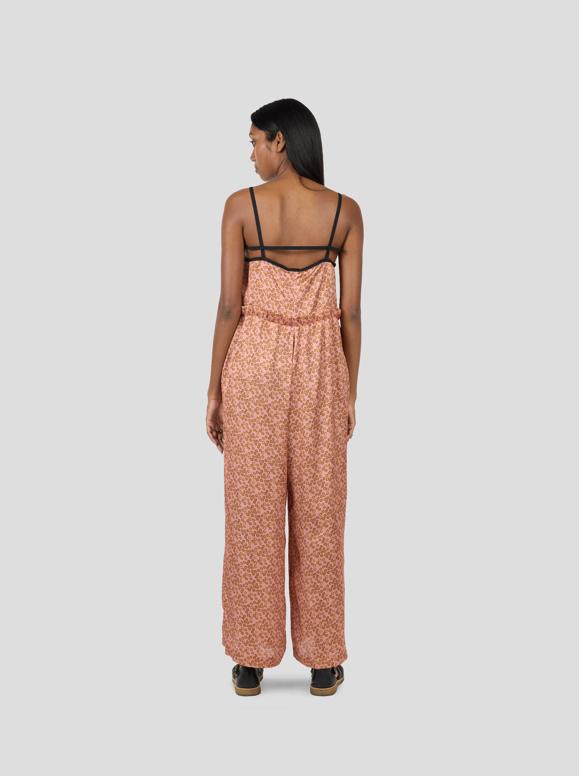 ARMAN JUMPSUIT IN CANYON CLAY MESSY DOTS PRINT