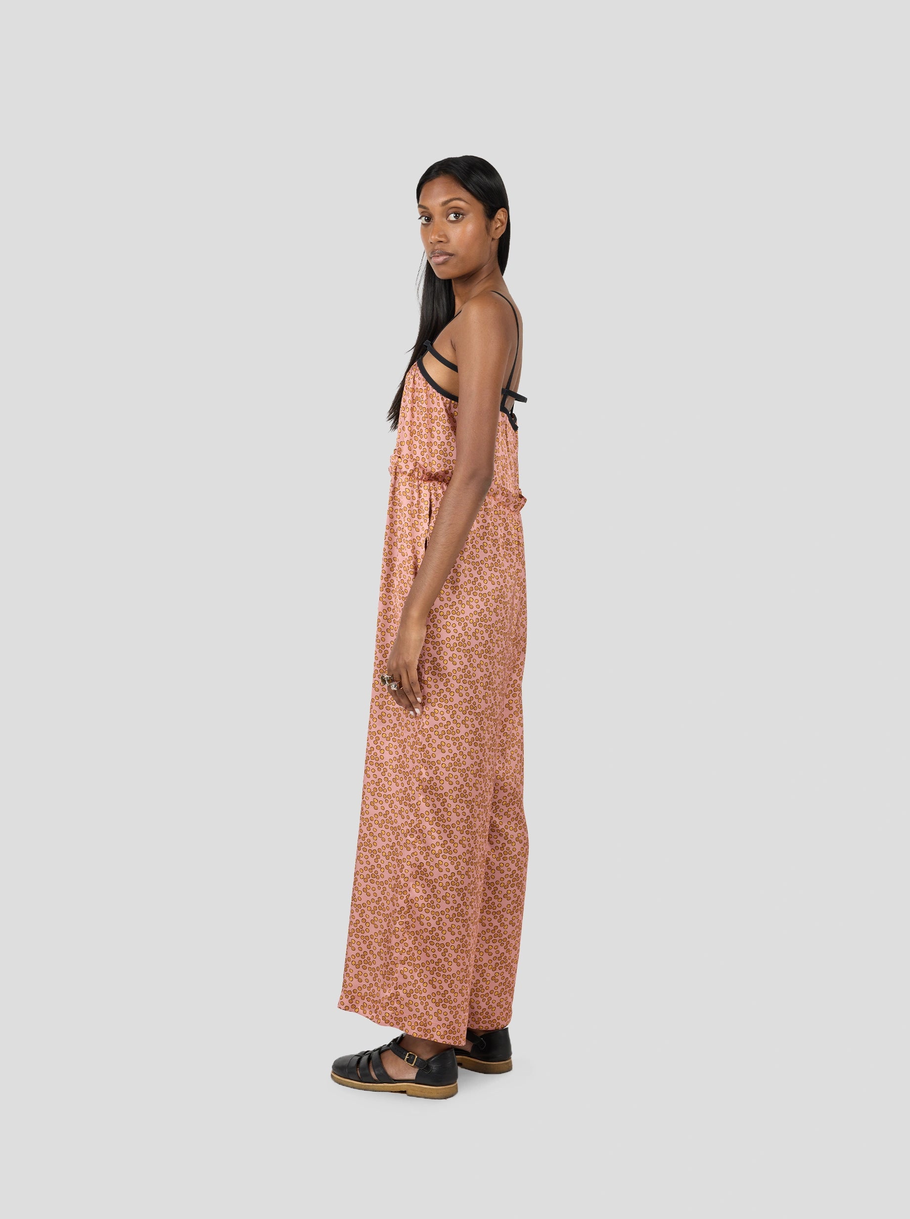 ARMAN JUMPSUIT IN CANYON CLAY MESSY DOTS PRINT