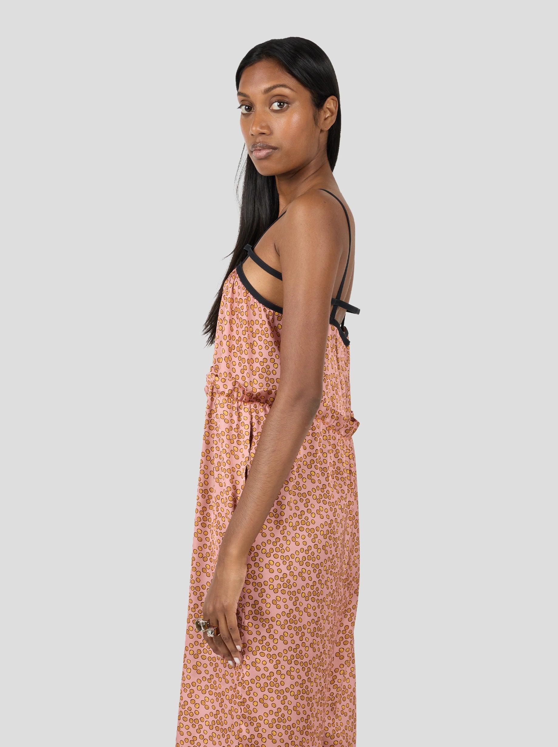 ARMAN JUMPSUIT IN CANYON CLAY MESSY DOTS PRINT