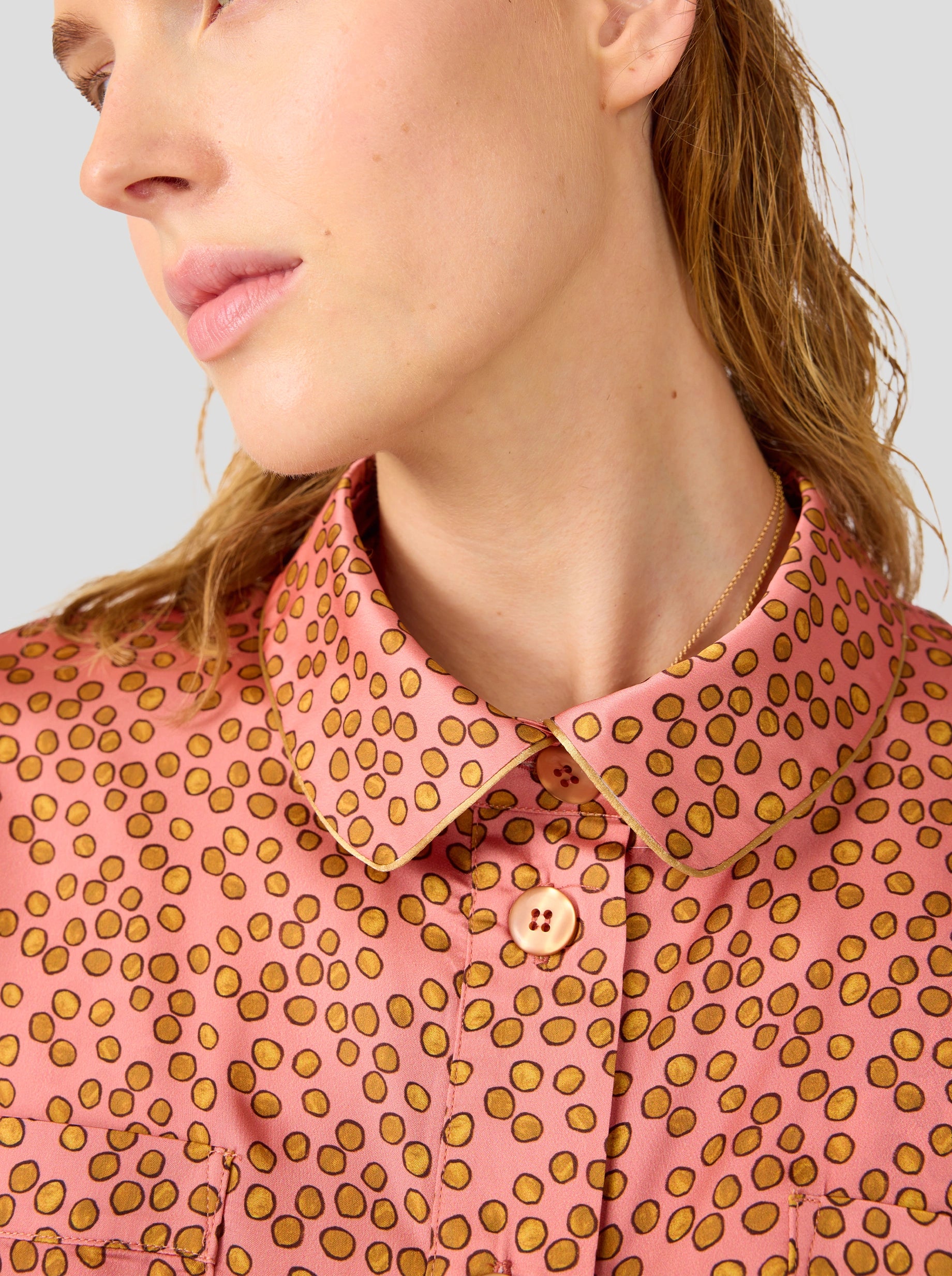 ASTREE SHIRT IN CANYON CLAY MESSY DOTS PRINT