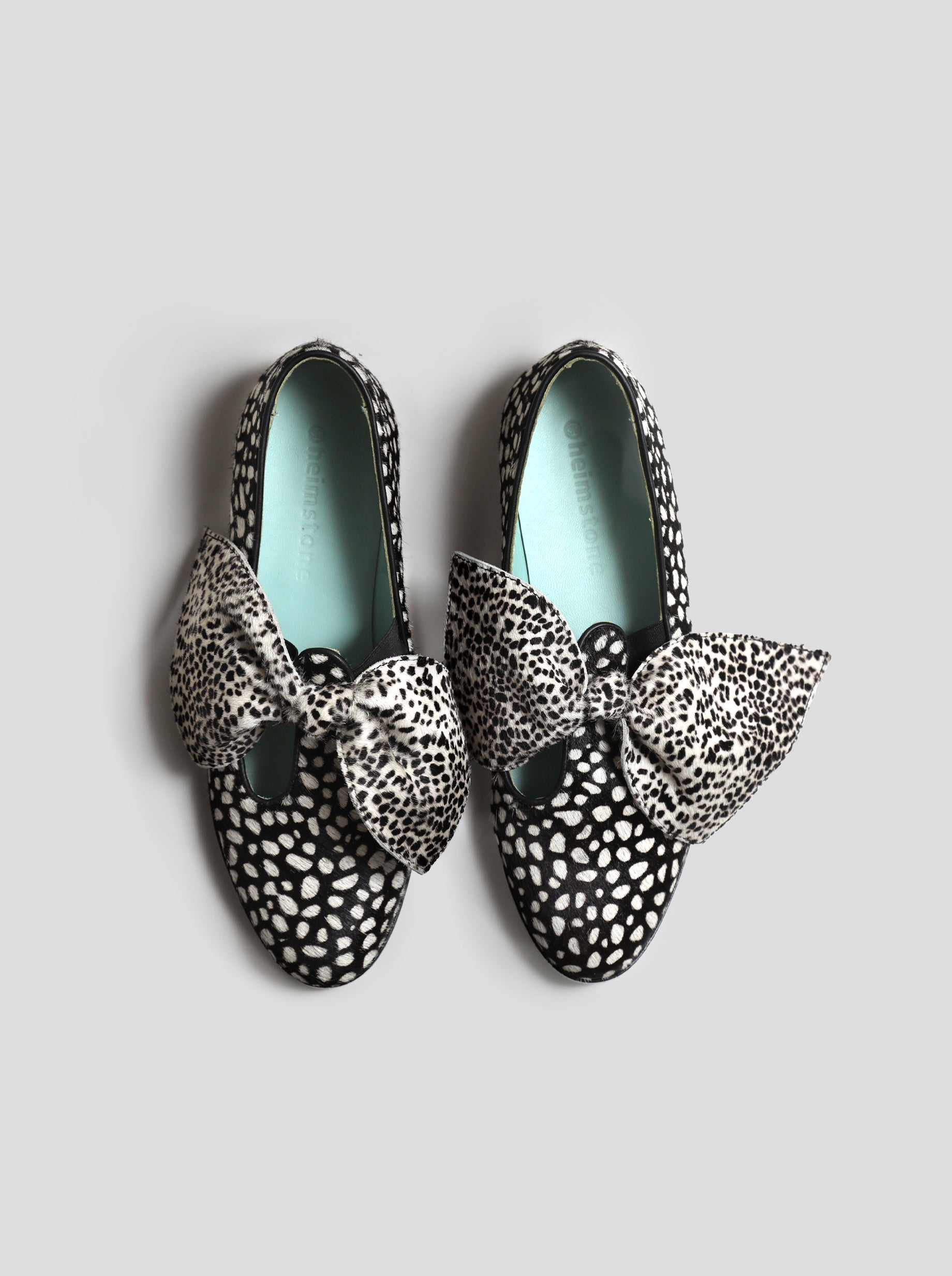 BB Ballerina Shoes in Black and White Leopard Print