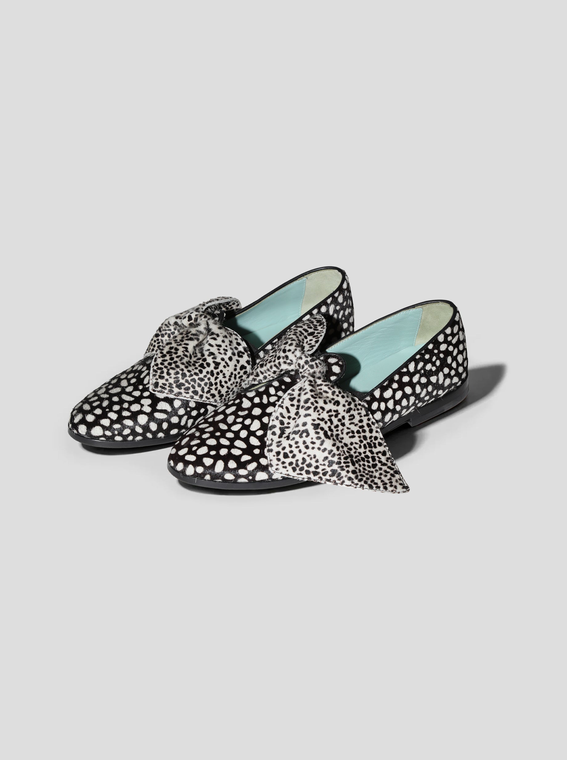 BB Ballerina Shoes in Black and White Leopard Print
