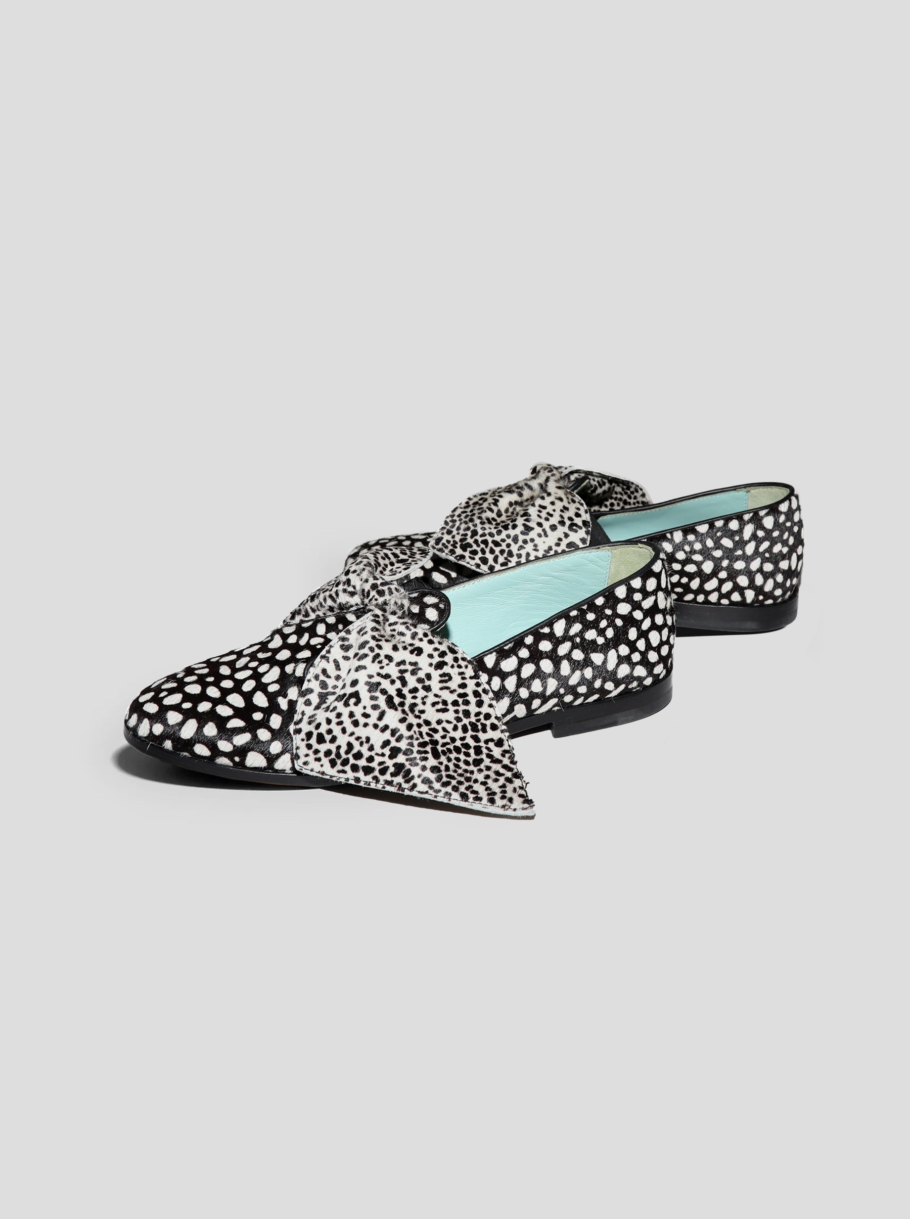 BB Ballerina Shoes in Black and White Leopard Print