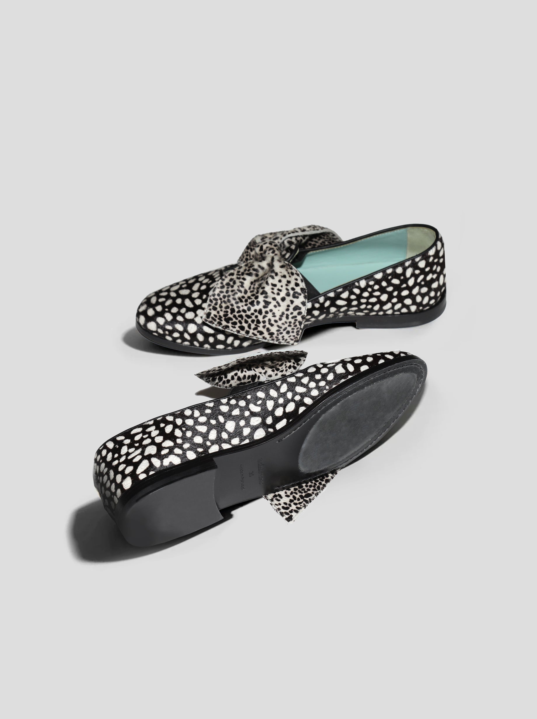 BB Ballerina Shoes in Black and White Leopard Print