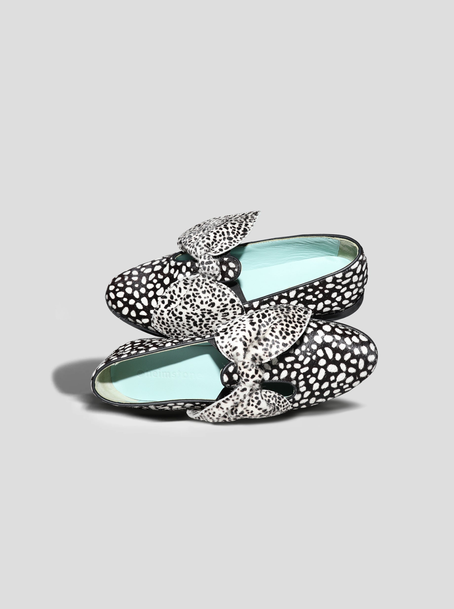 BB Ballerina Shoes in Black and White Leopard Print