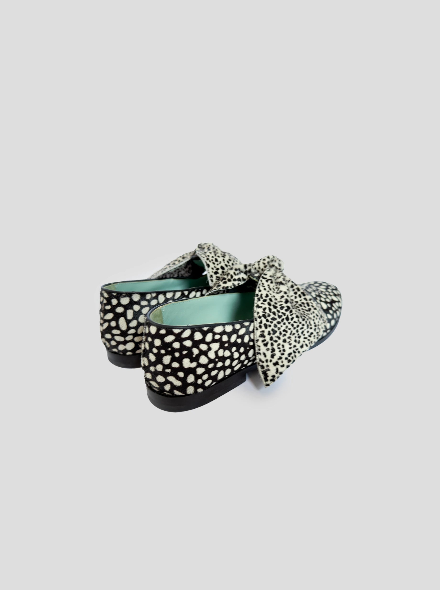 BB Ballerina Shoes in Black and White Leopard Print