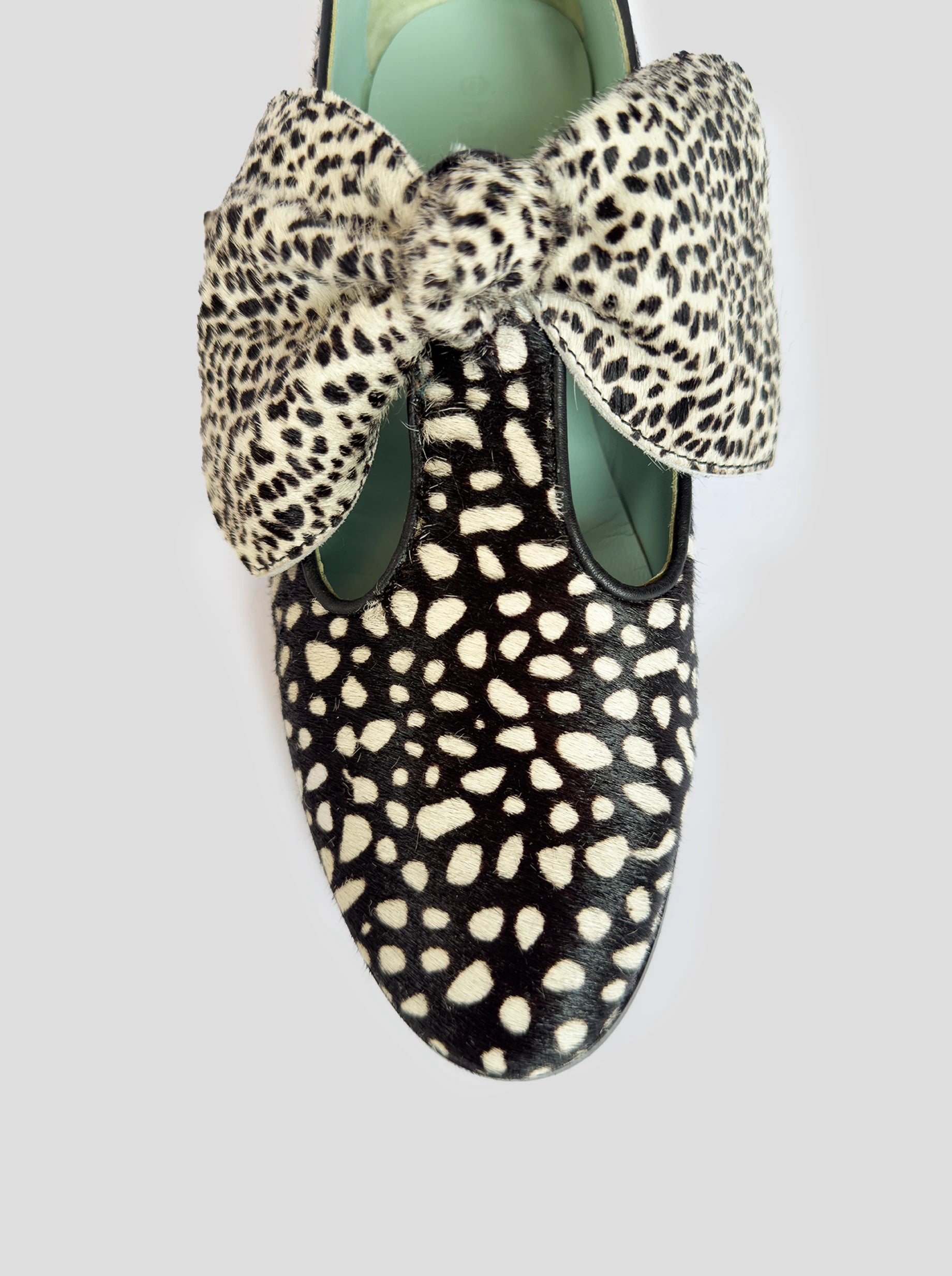 BB Ballerina Shoes in Black and White Leopard Print