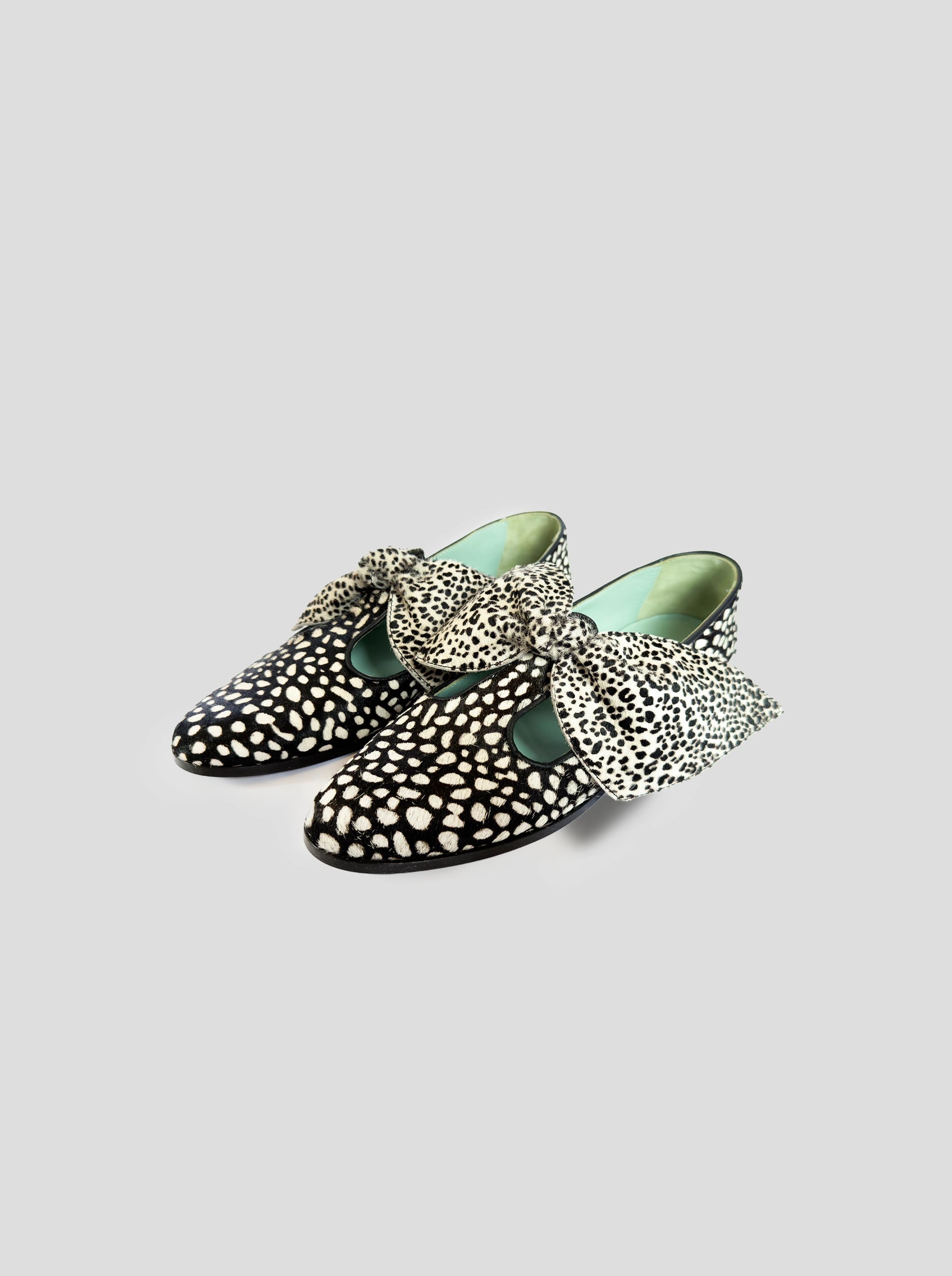 BB Ballerina Shoes in Black and White Leopard Print