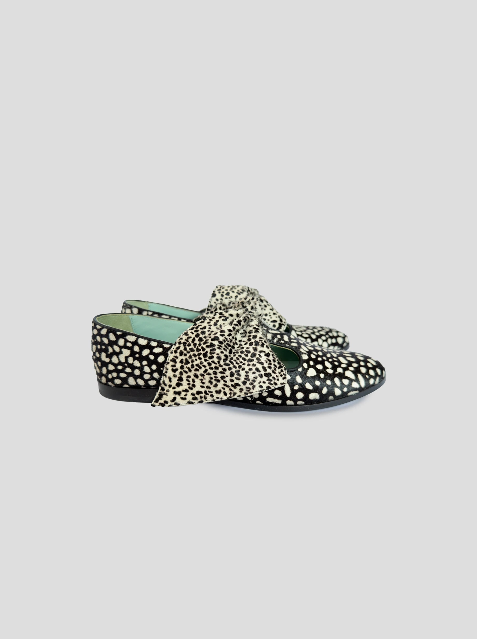 BB Ballerina Shoes in Black and White Leopard Print
