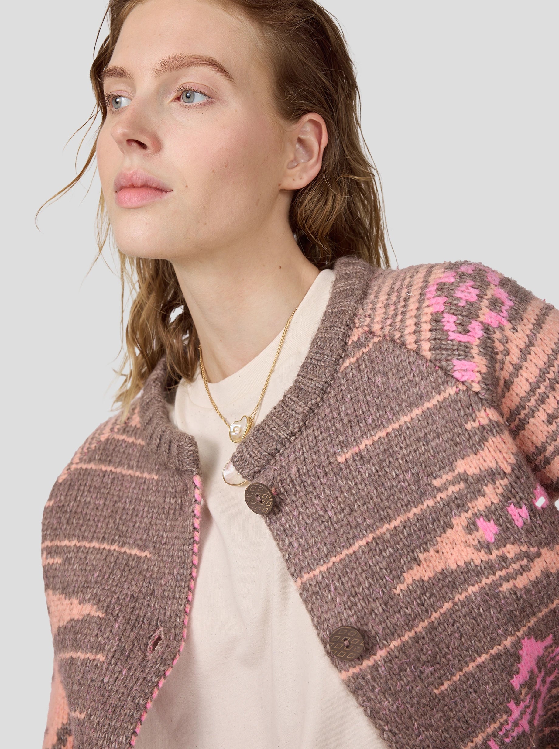 Bristol cardigan in Yellowstone tabac knit