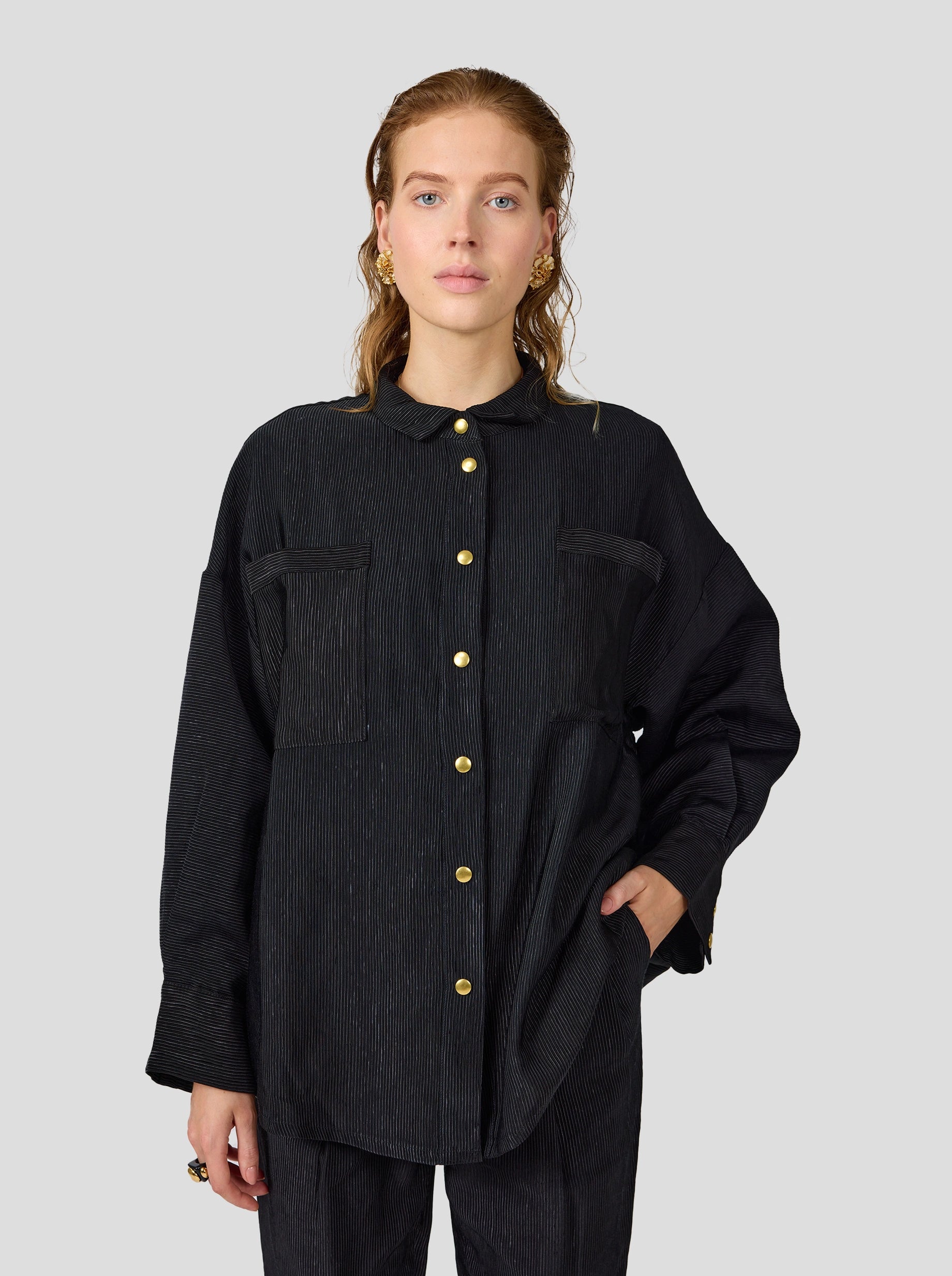 Astrée overshirt in coal Ottoman