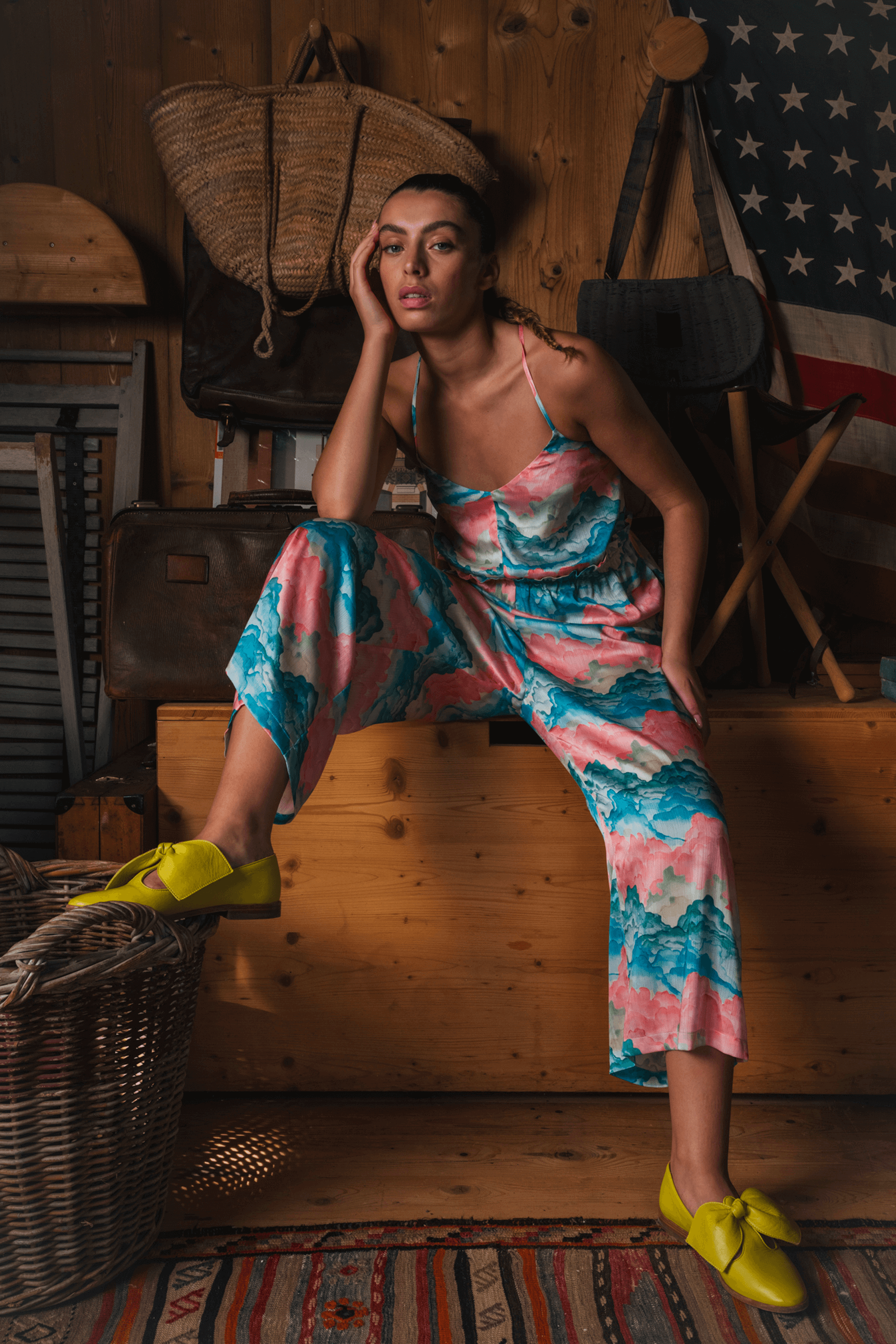 Lottie jumpsuit in Nuit Blanche print