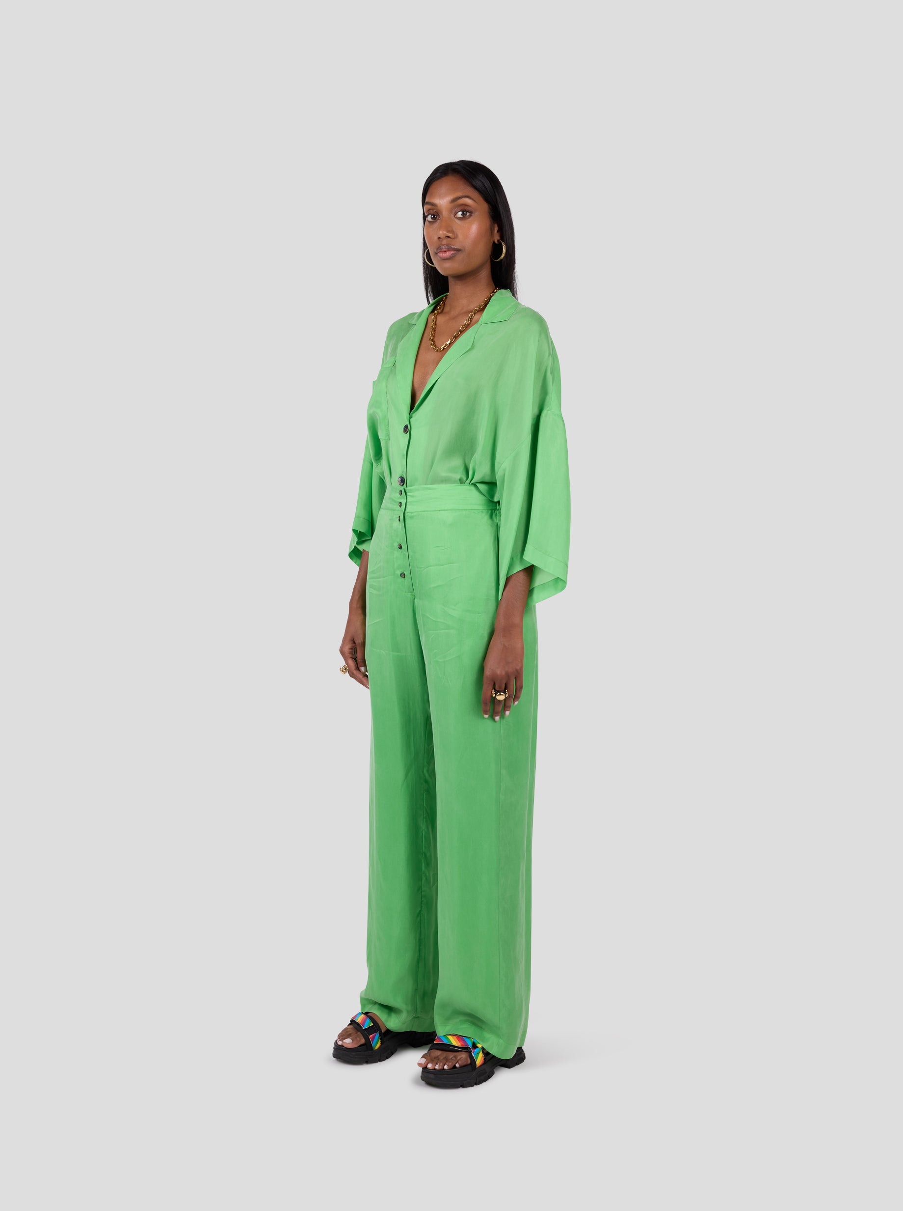 Spartacus pants in Green Kelly Cupro