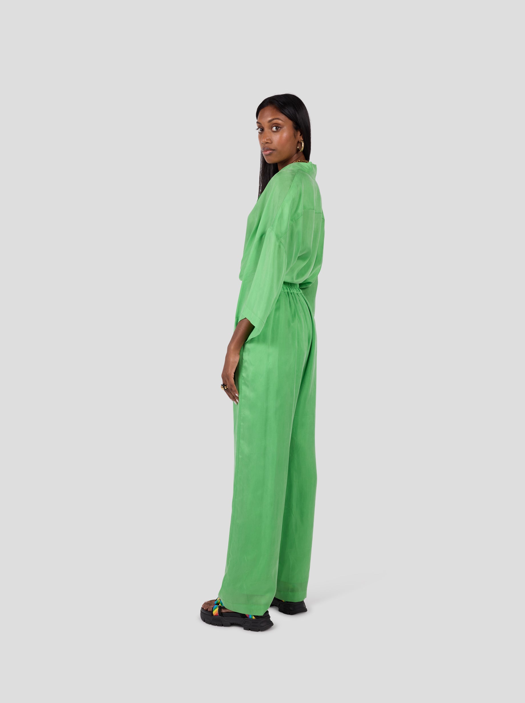 Spartacus pants in Green Kelly Cupro