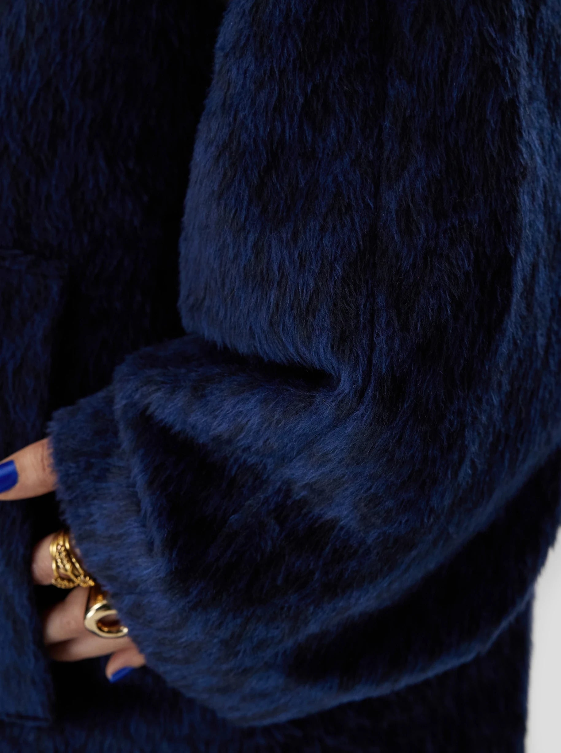 Eren coat in blue woolen Leopard print