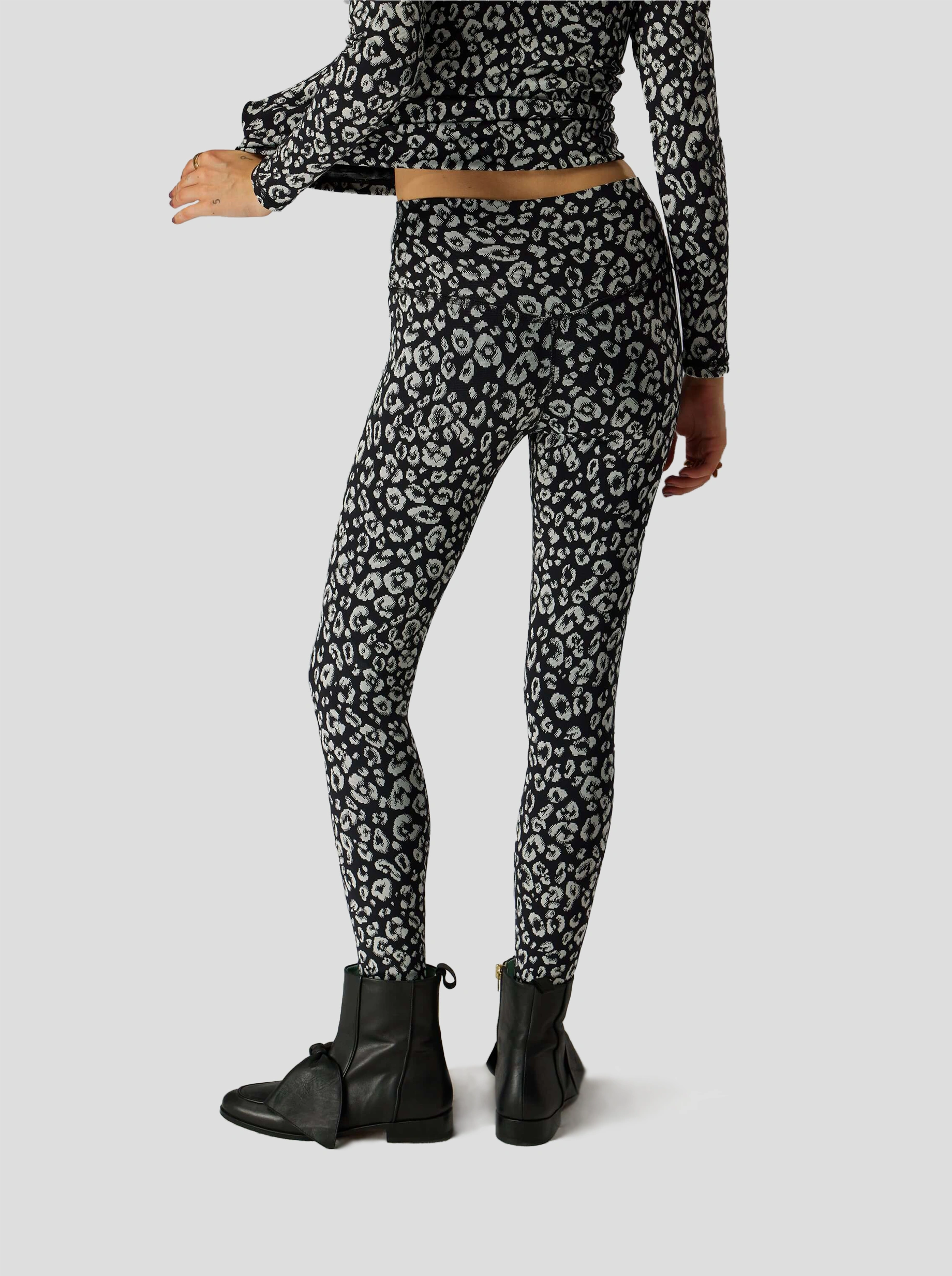 Legging Glue in black & white Leopard jersey