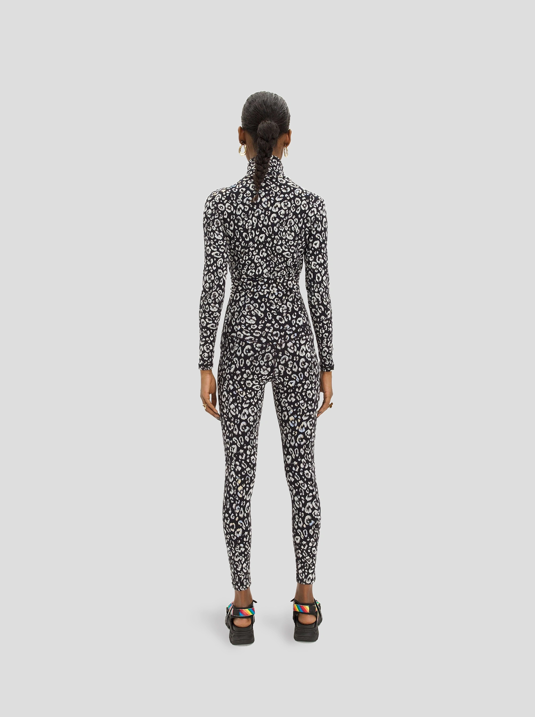 Legging Glue in black & white Leopard jersey