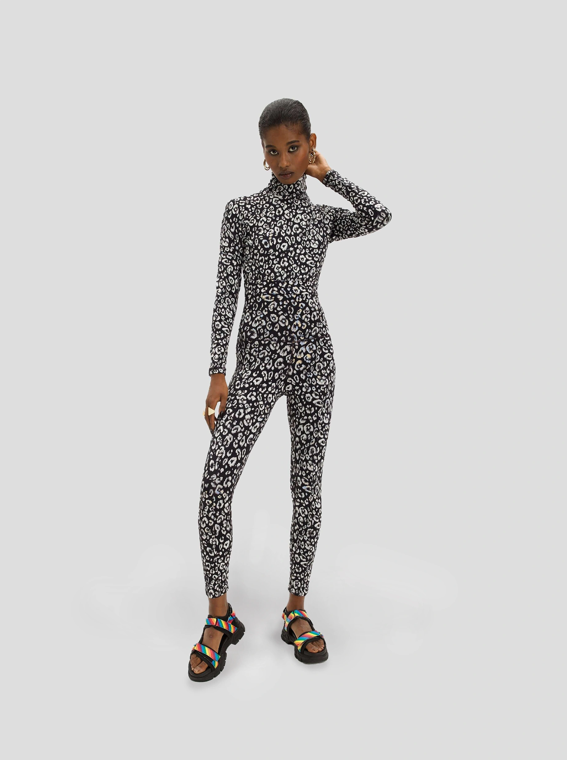 Legging Glue in black & white Leopard jersey