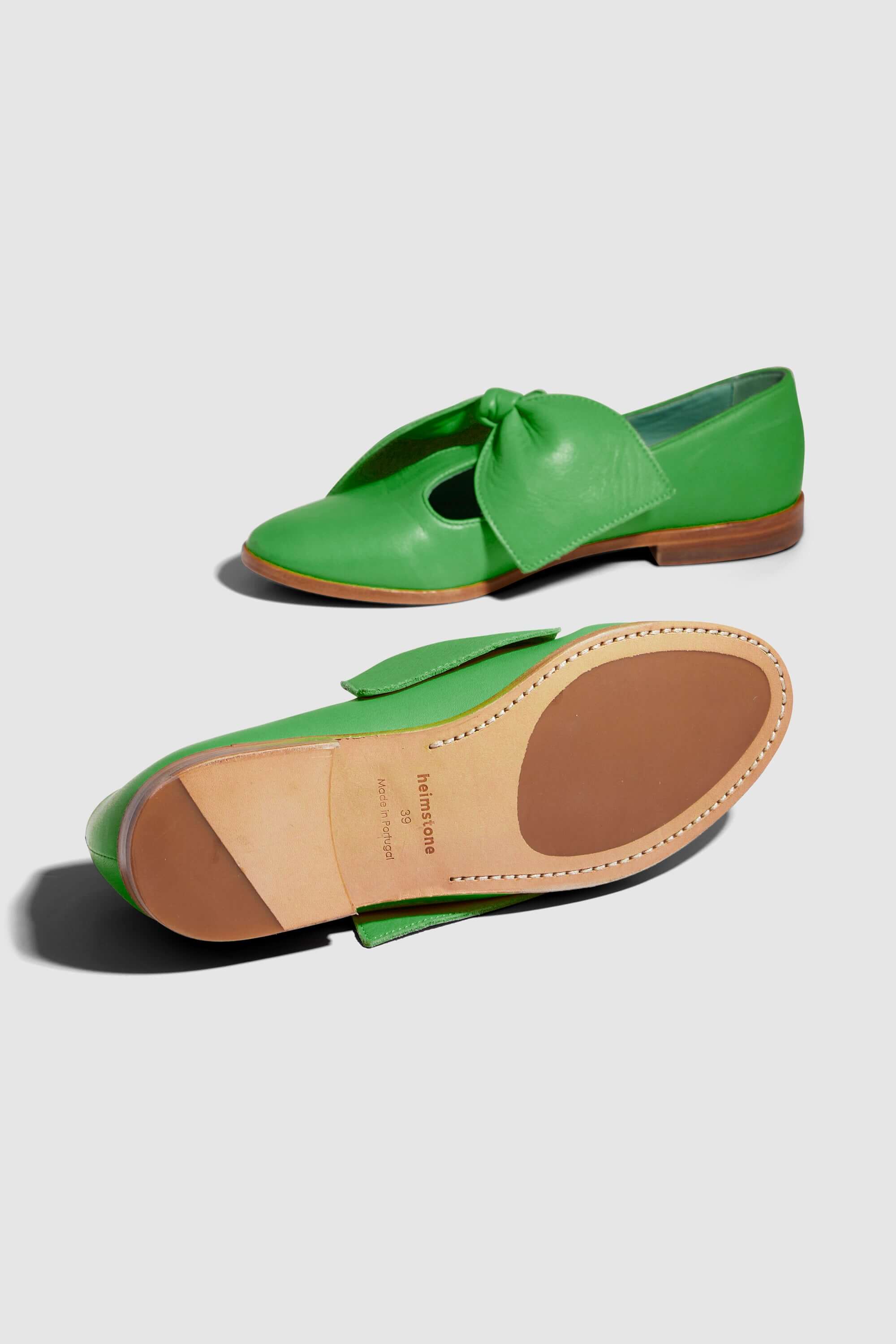 BB Ballerina Shoes in Green Leather