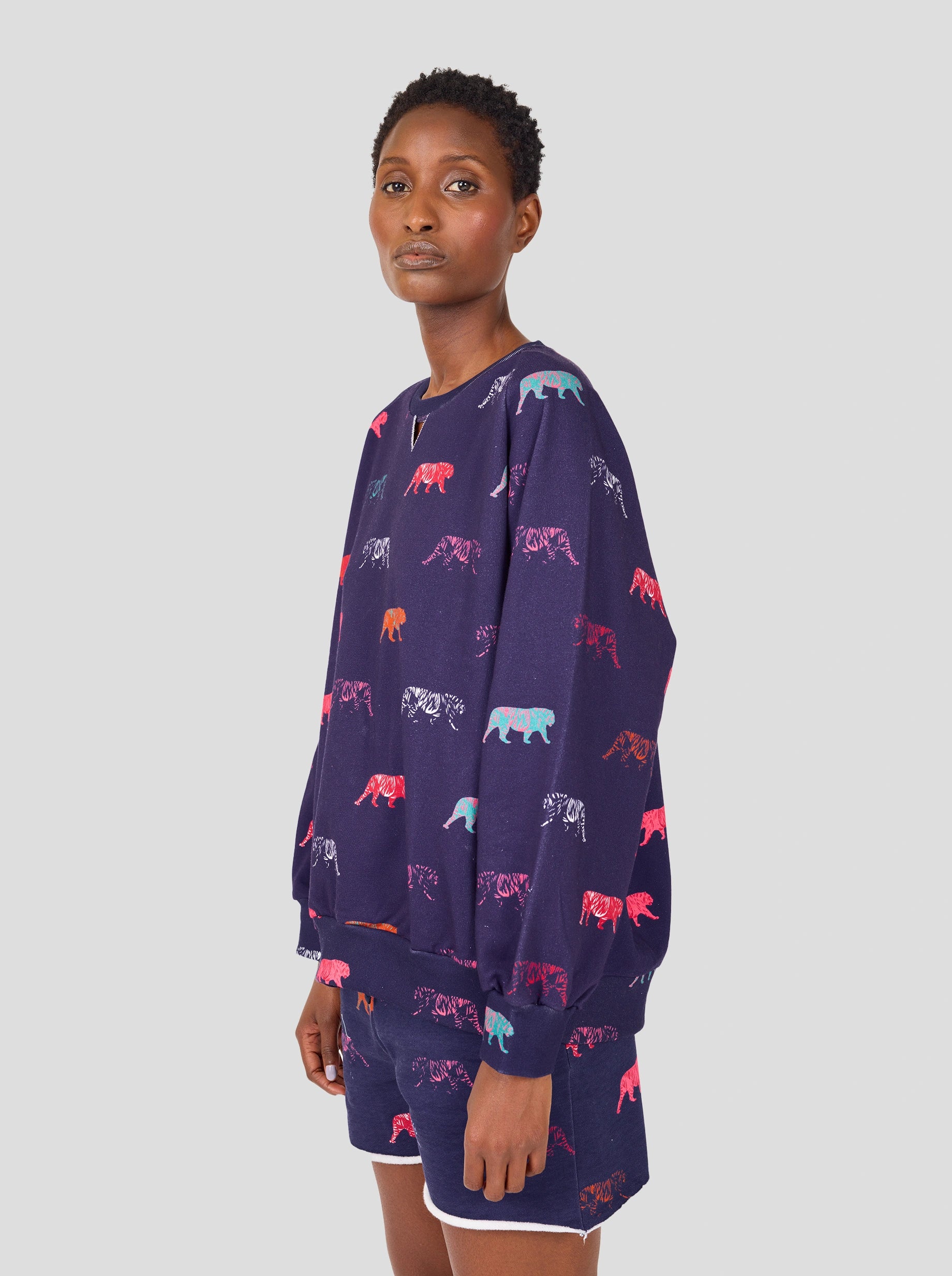 Brooklyn jumper in Tiger printed fleece