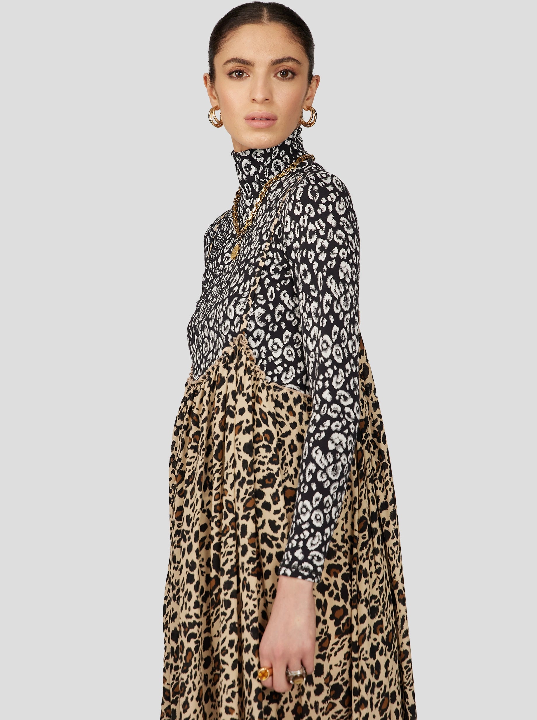 LOUIE SKIRT IN SILKY LEOPARD PRINT