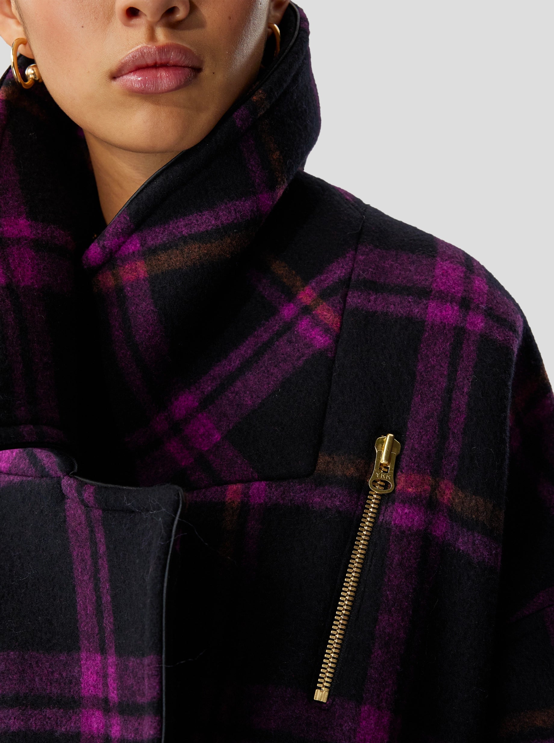 Ken pea coat in District Wineberry wool