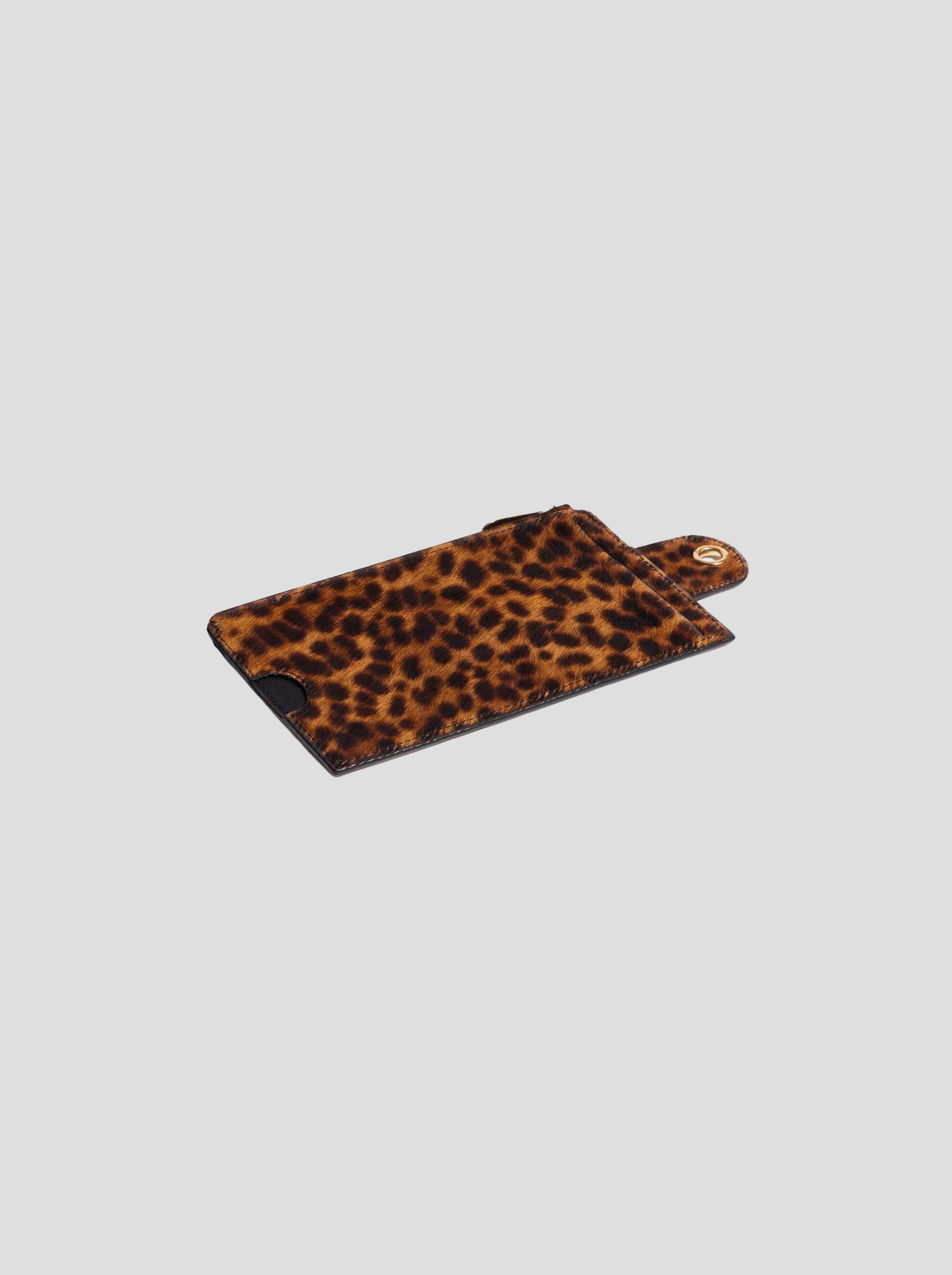 The Minis - Large Neck Wallet in Grey Leopard Printed Leather