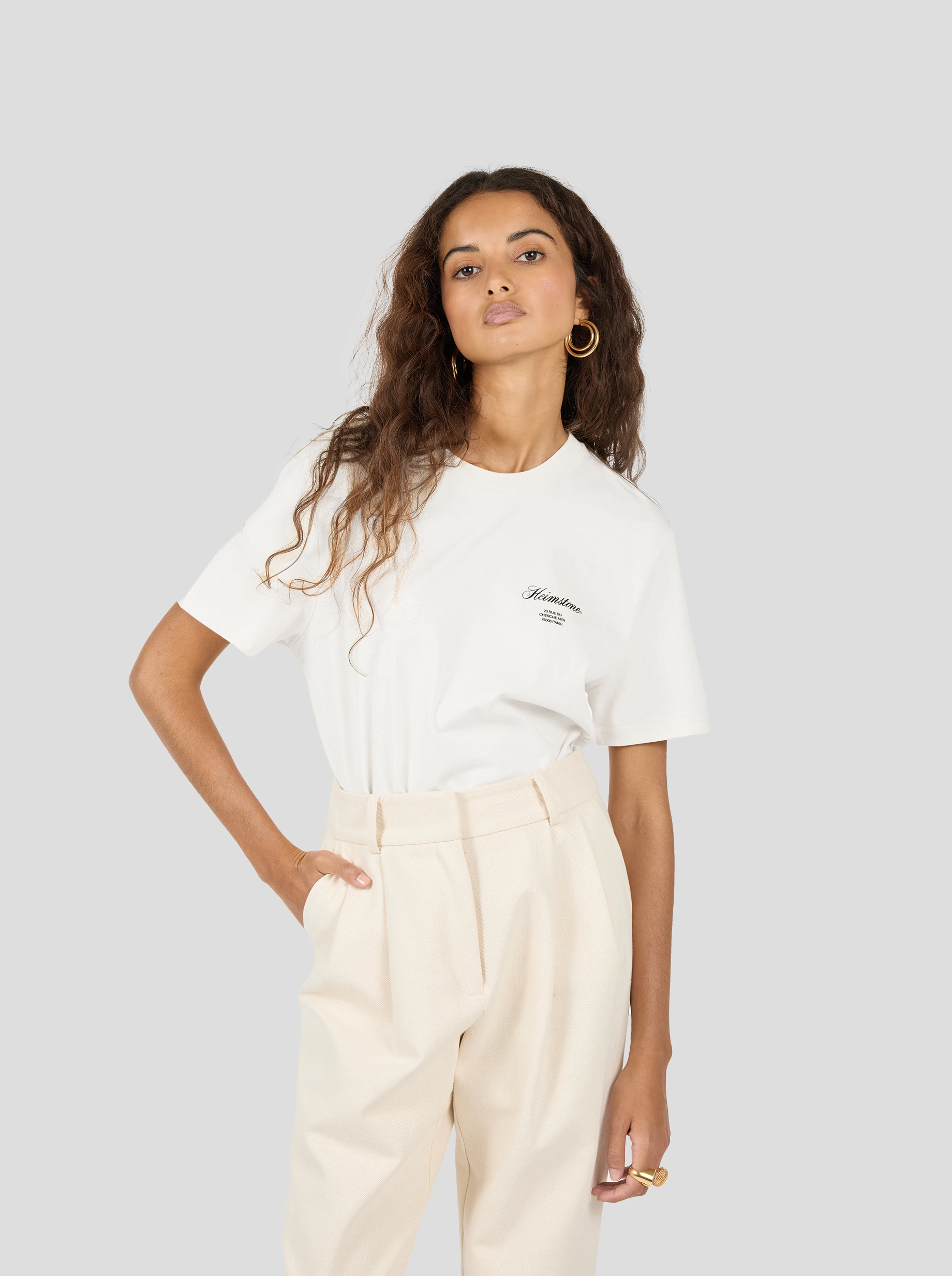 Collectible Unisex T-Shirt in White with White Heimstone Logo