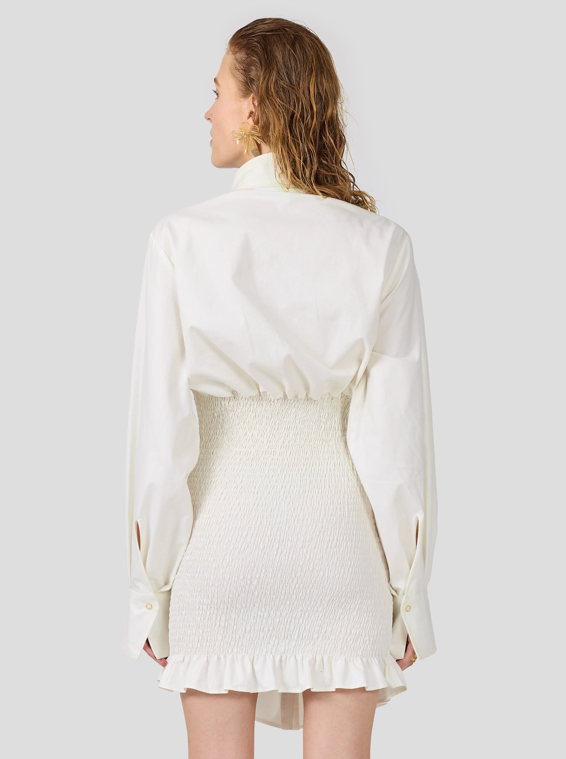 Madness Dress In White Popeline Cotton