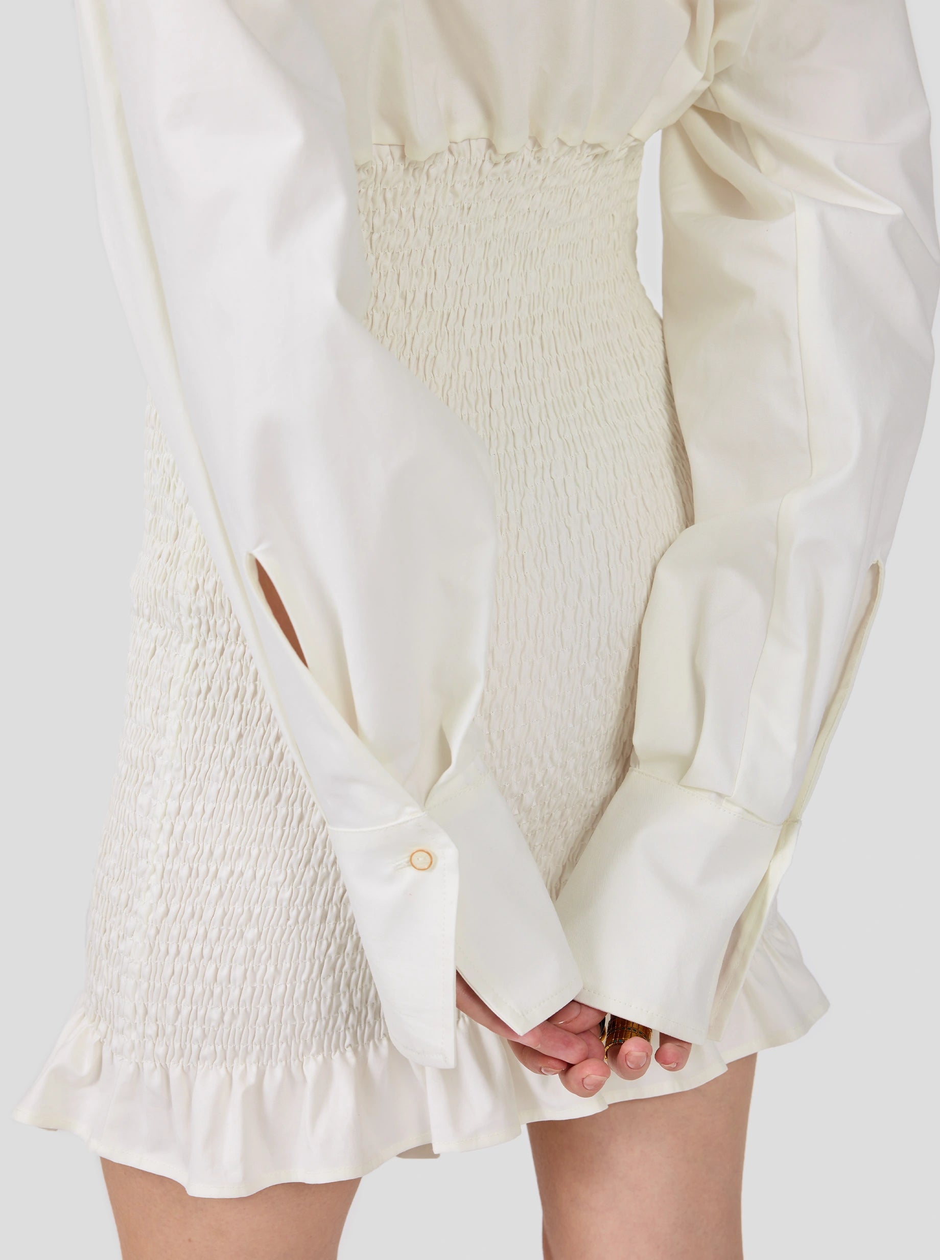 Madness Dress In White Popeline Cotton