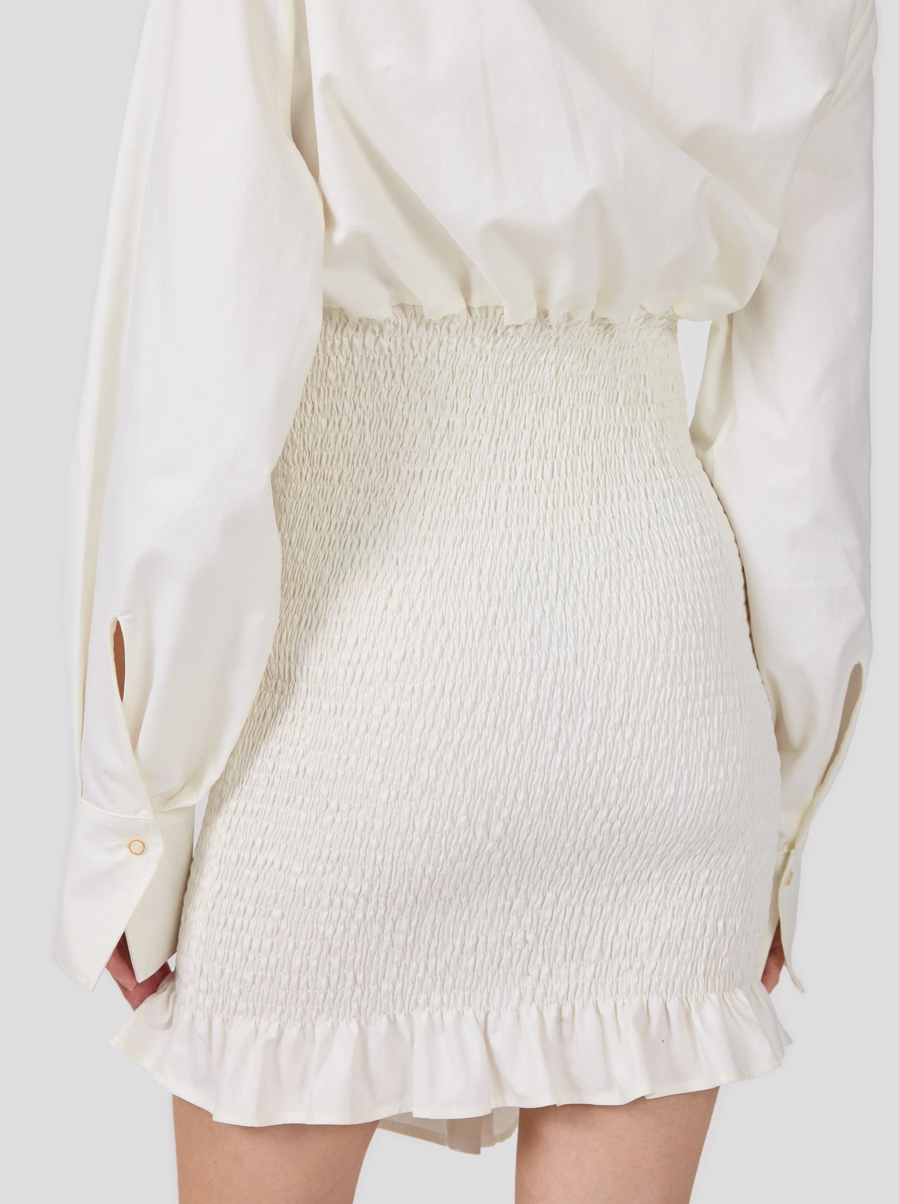 Madness Dress In White Popeline Cotton
