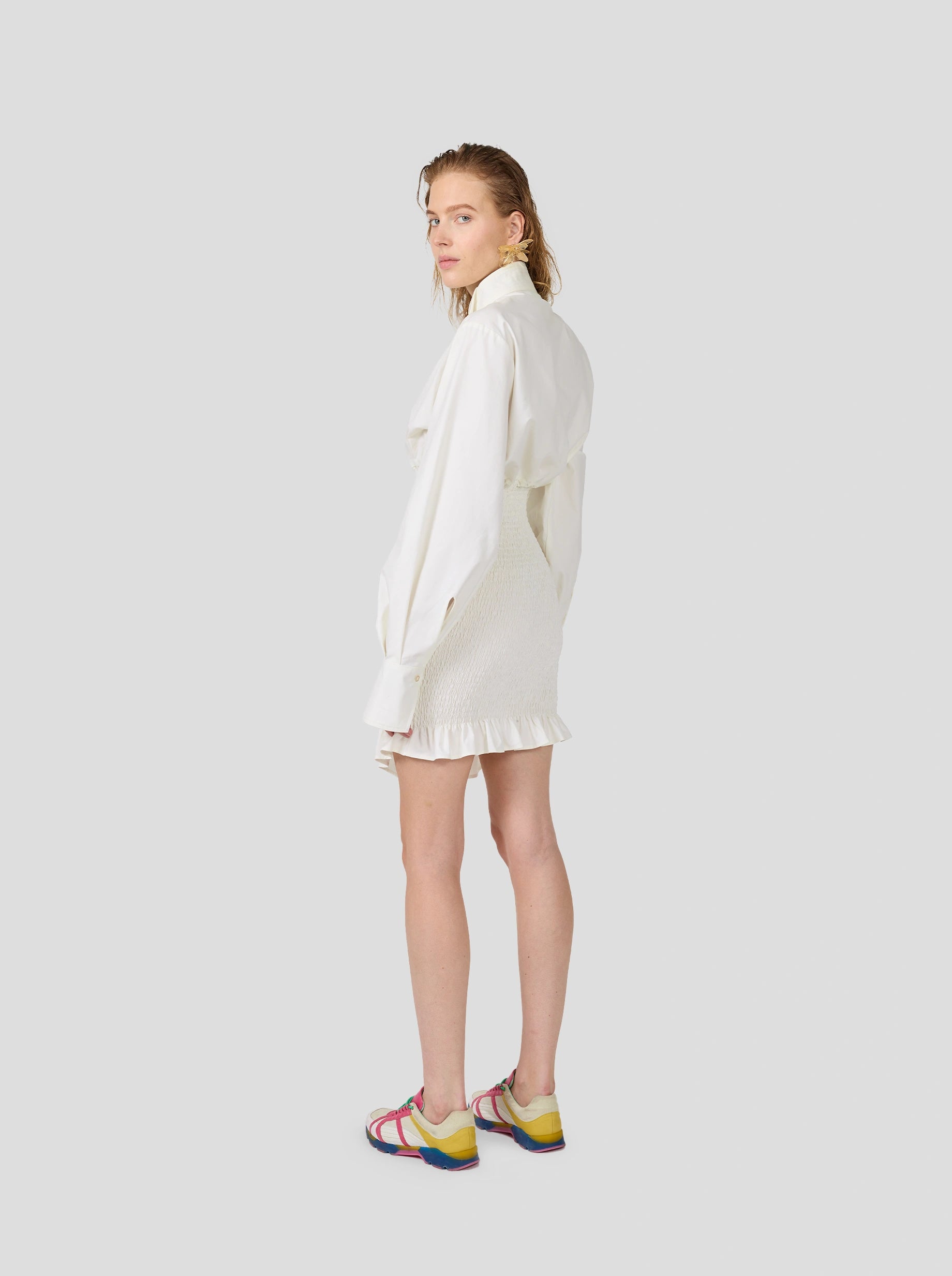 Madness Dress In White Popeline Cotton
