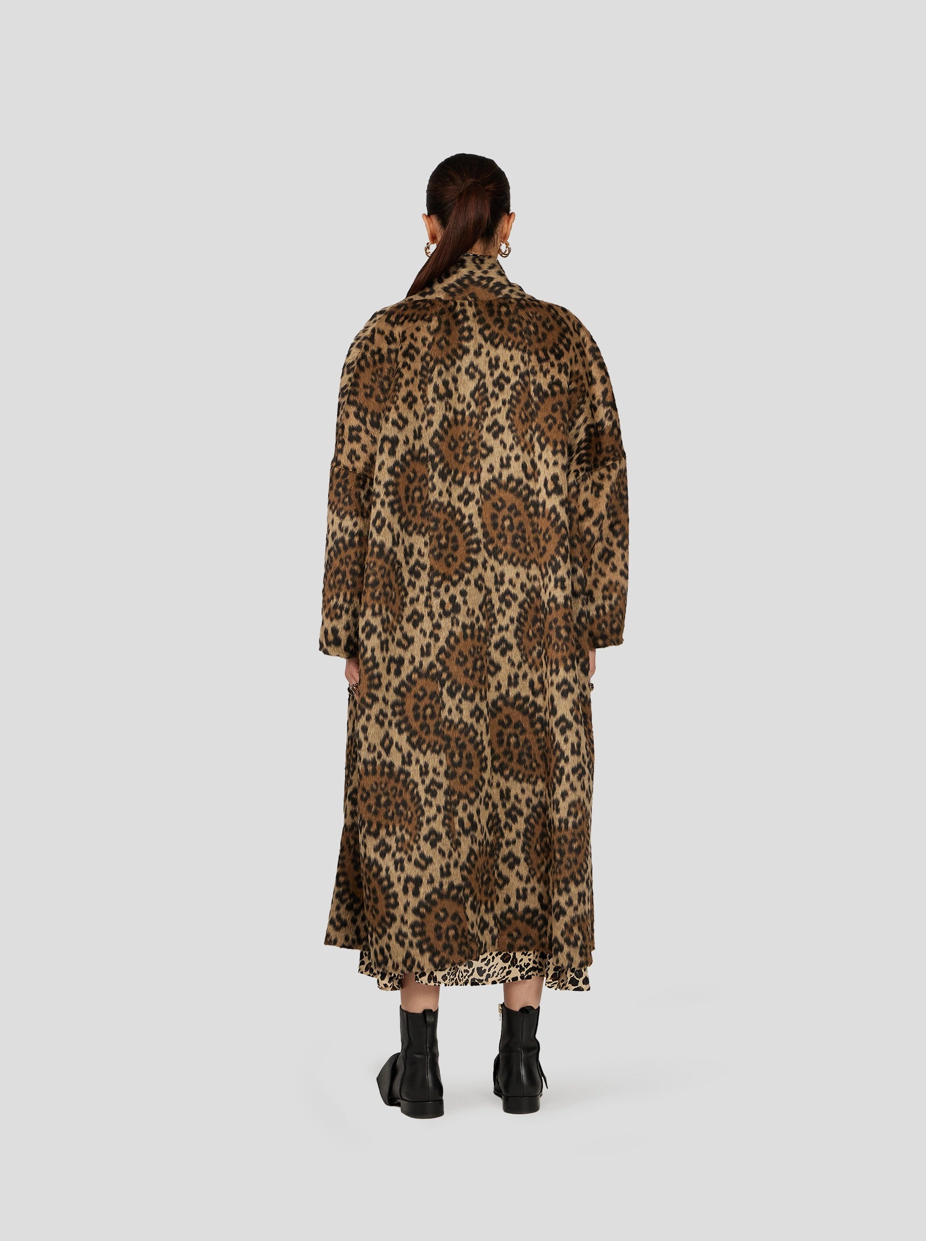 EREN COAT IN MUFFLED WOOL LEOPARD