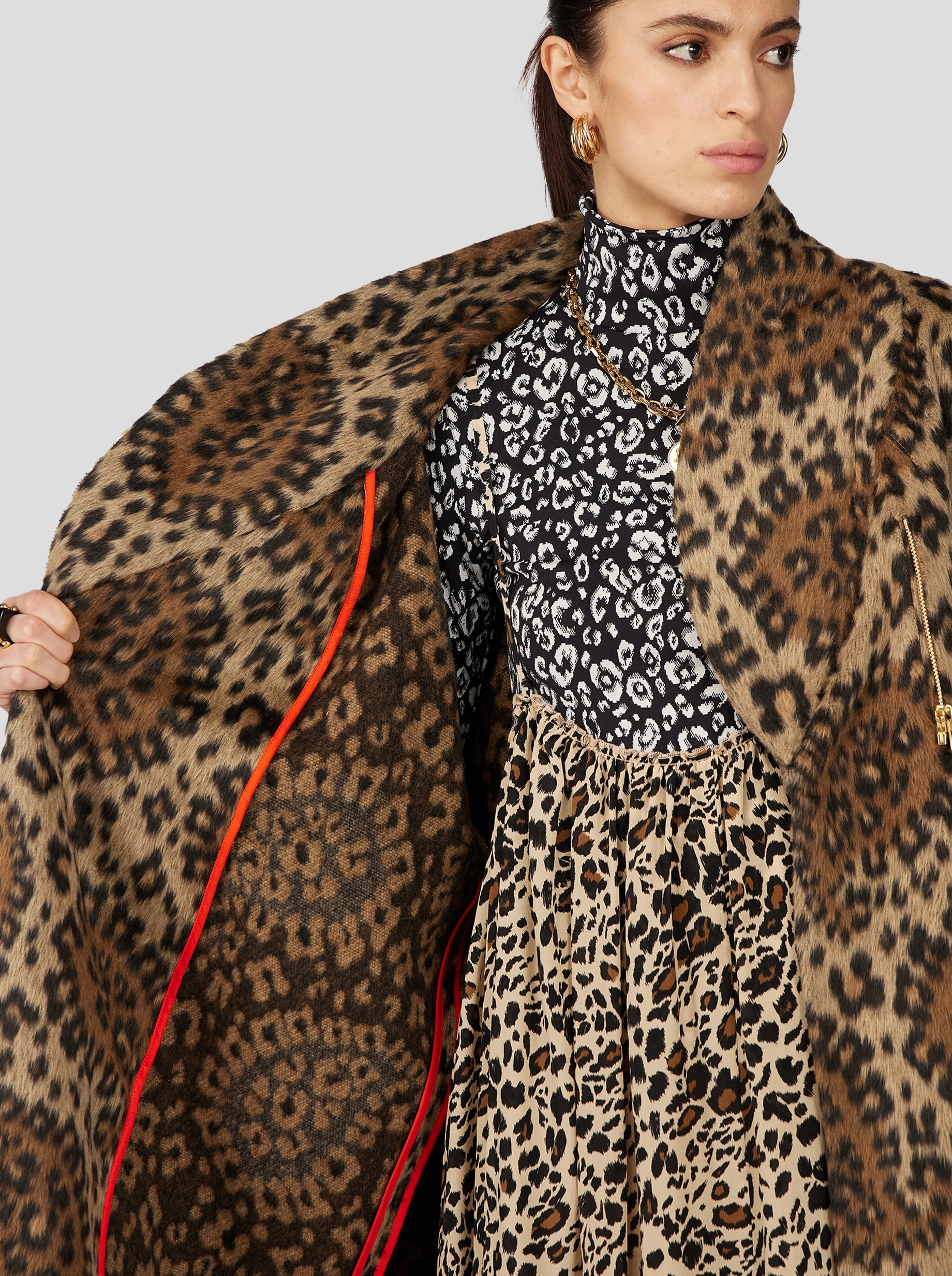 EREN COAT IN MUFFLED WOOL LEOPARD