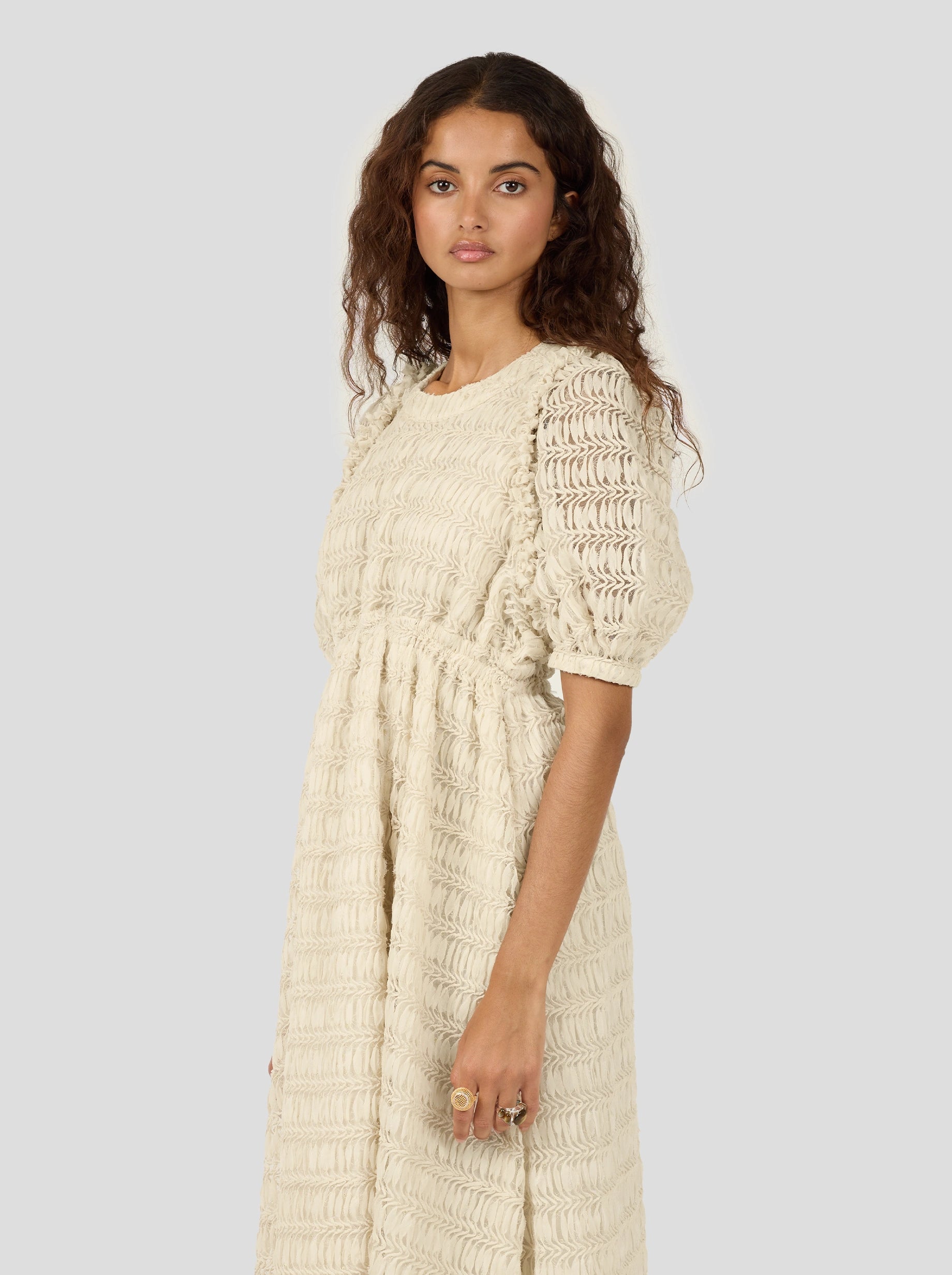 Martha Dress In Sand Paper Mâché Lace
