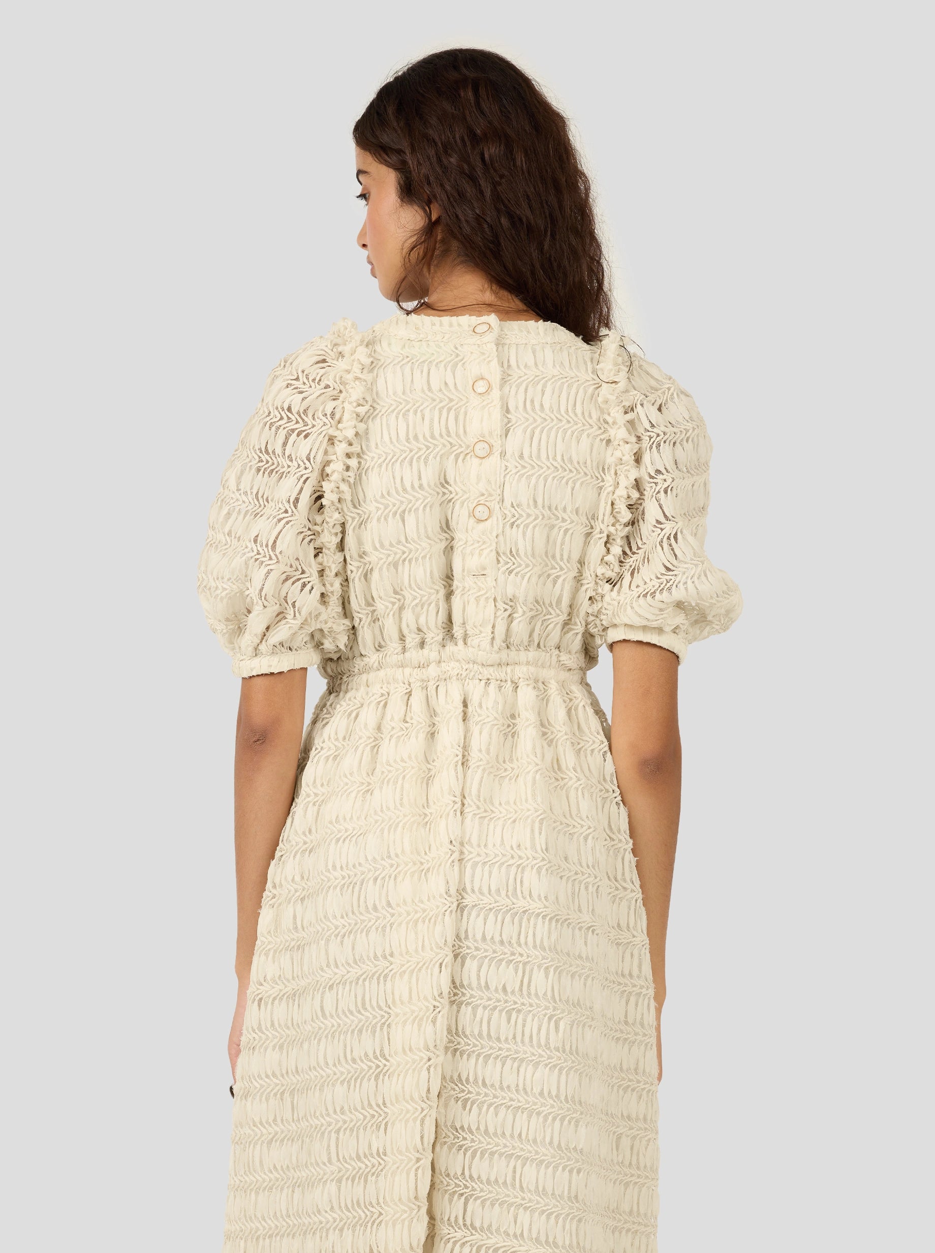 Martha Dress In Sand Paper Mâché Lace