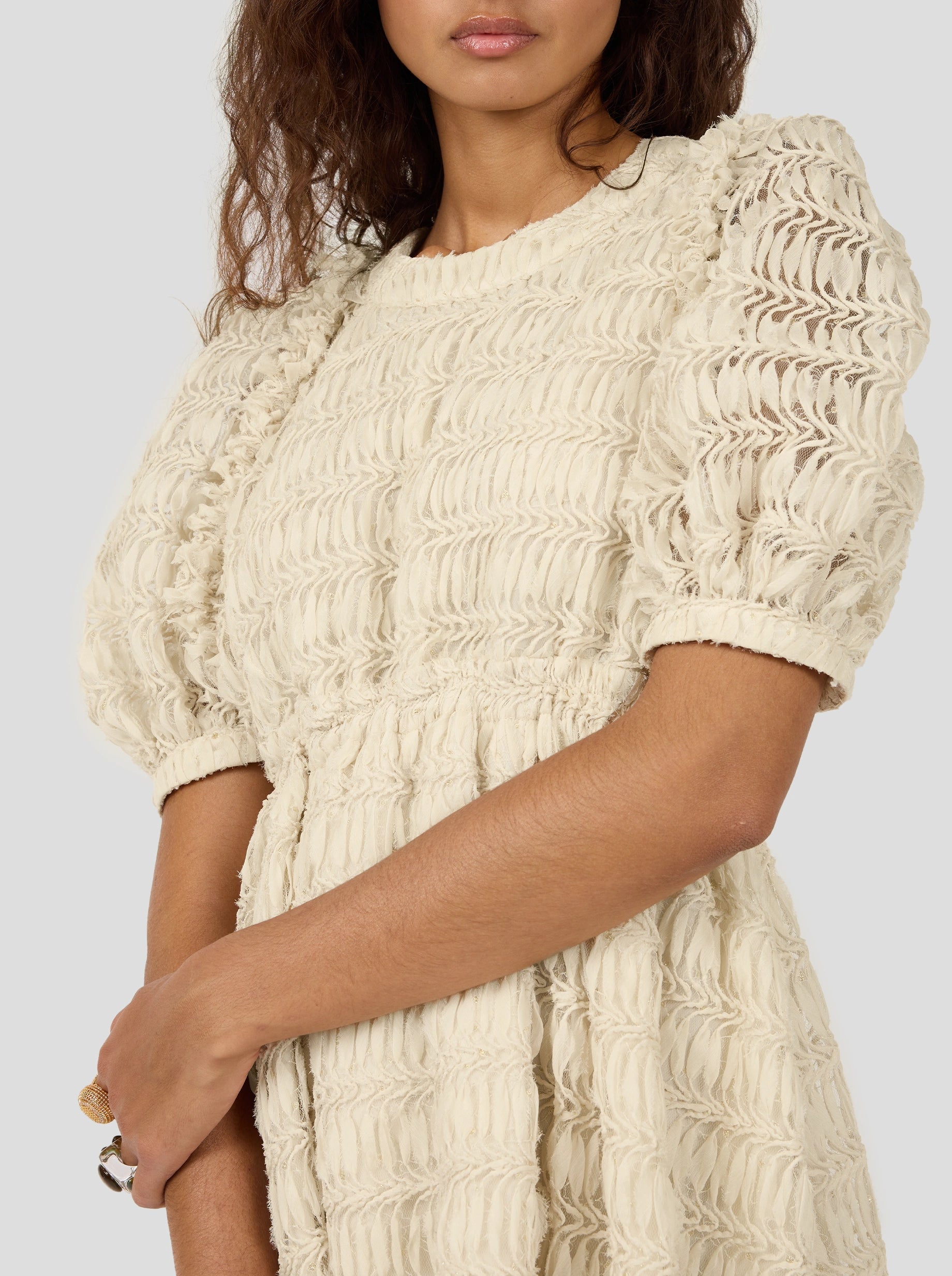 Martha Dress In Sand Paper Mâché Lace