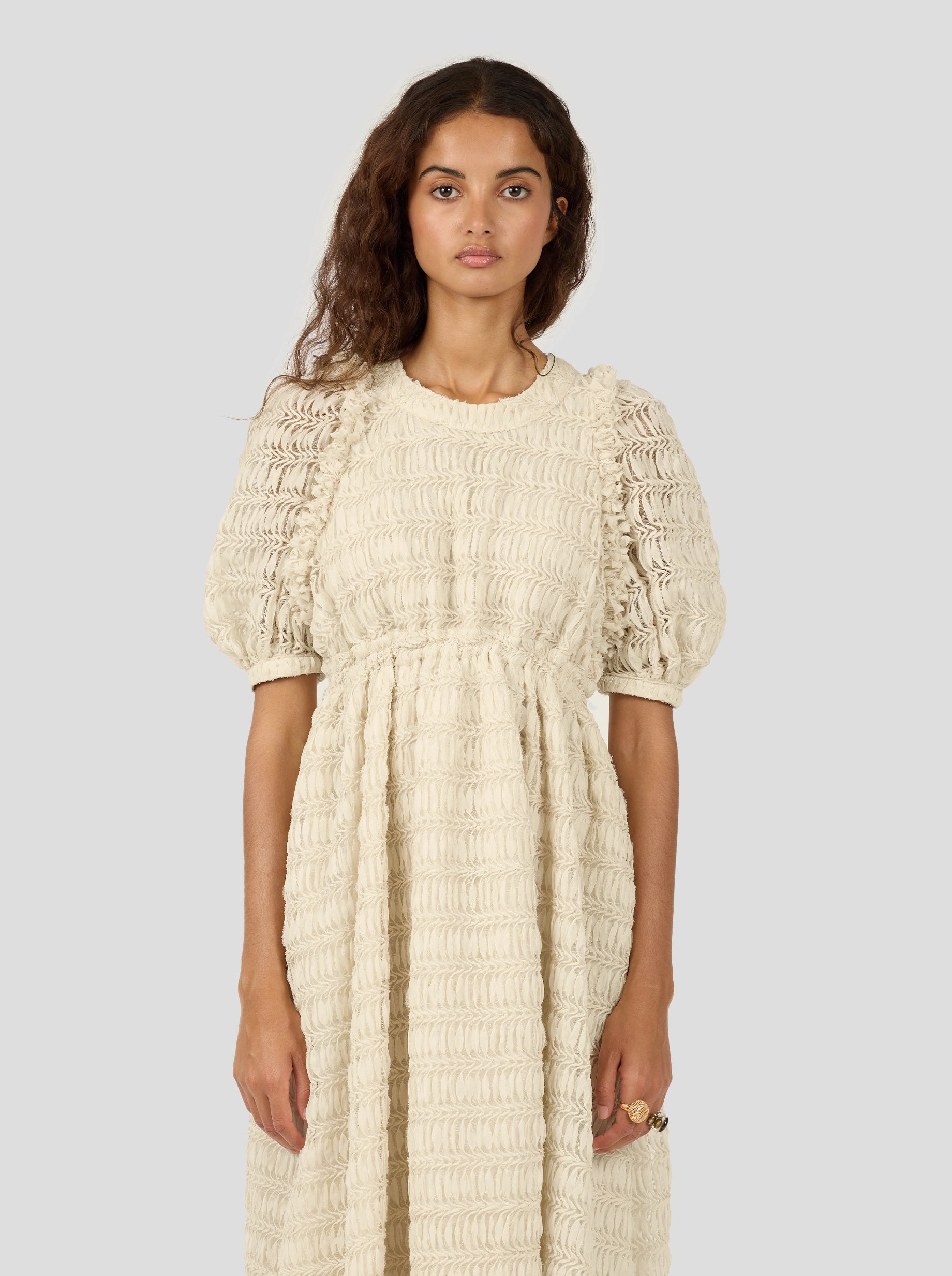 Martha Dress In Sand Paper Mâché Lace