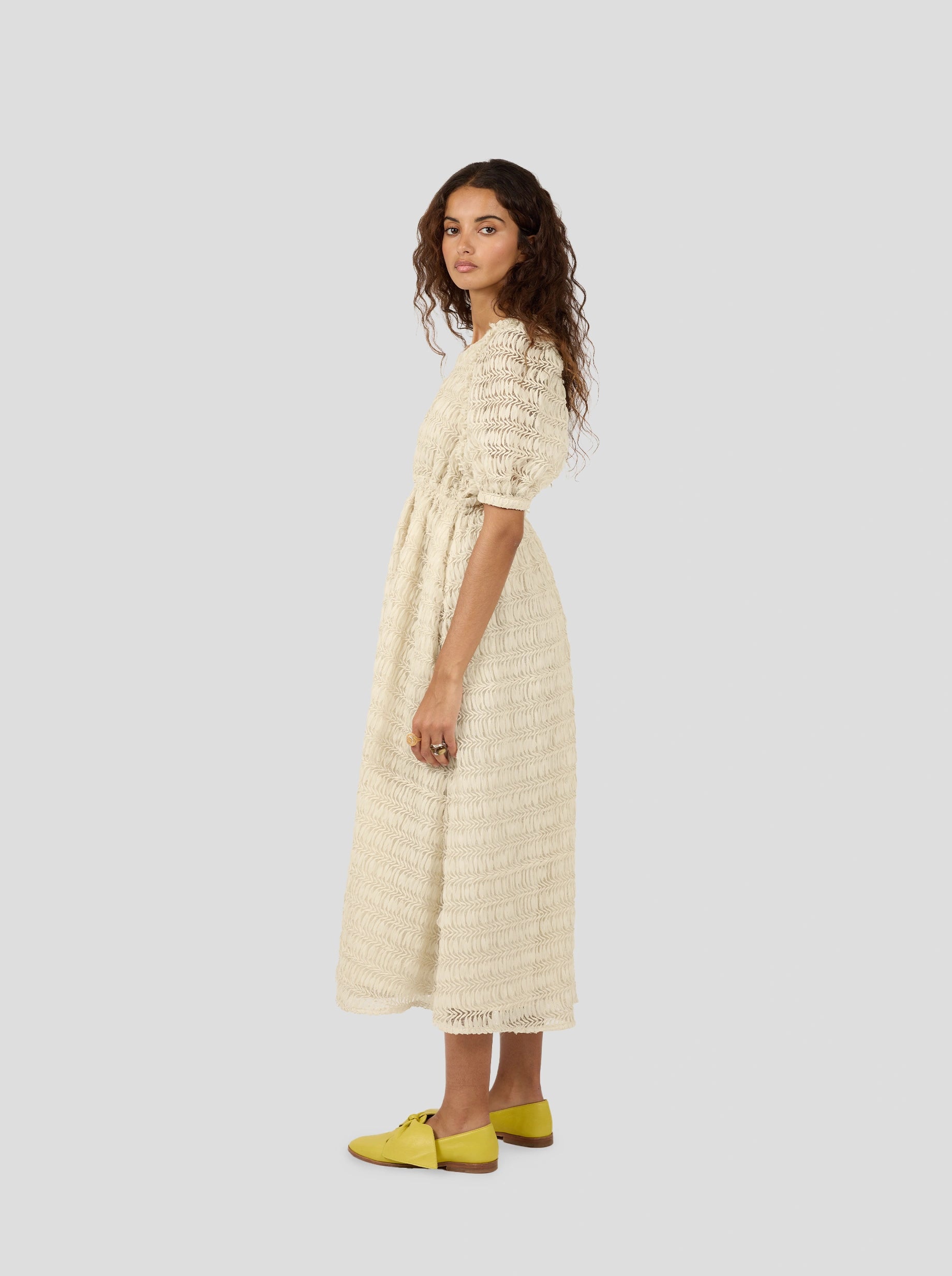 Martha Dress In Sand Paper Mâché Lace