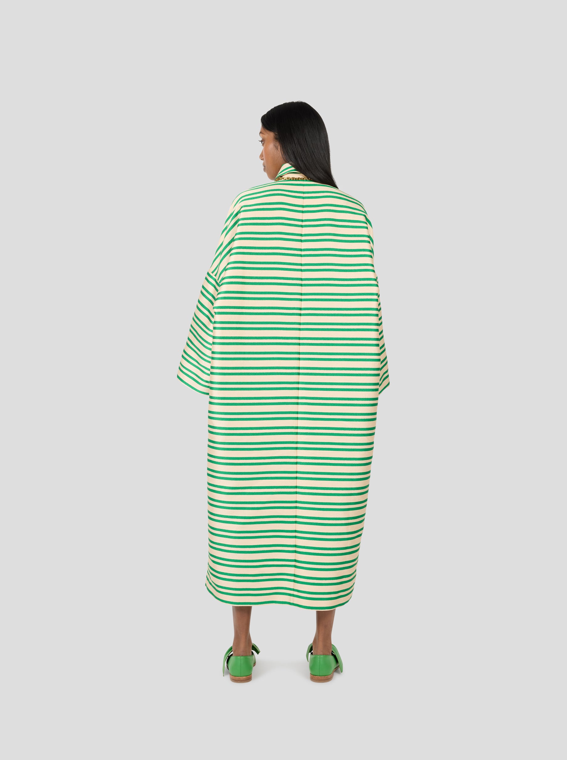 Milo Dress in Bold Green Striped toile