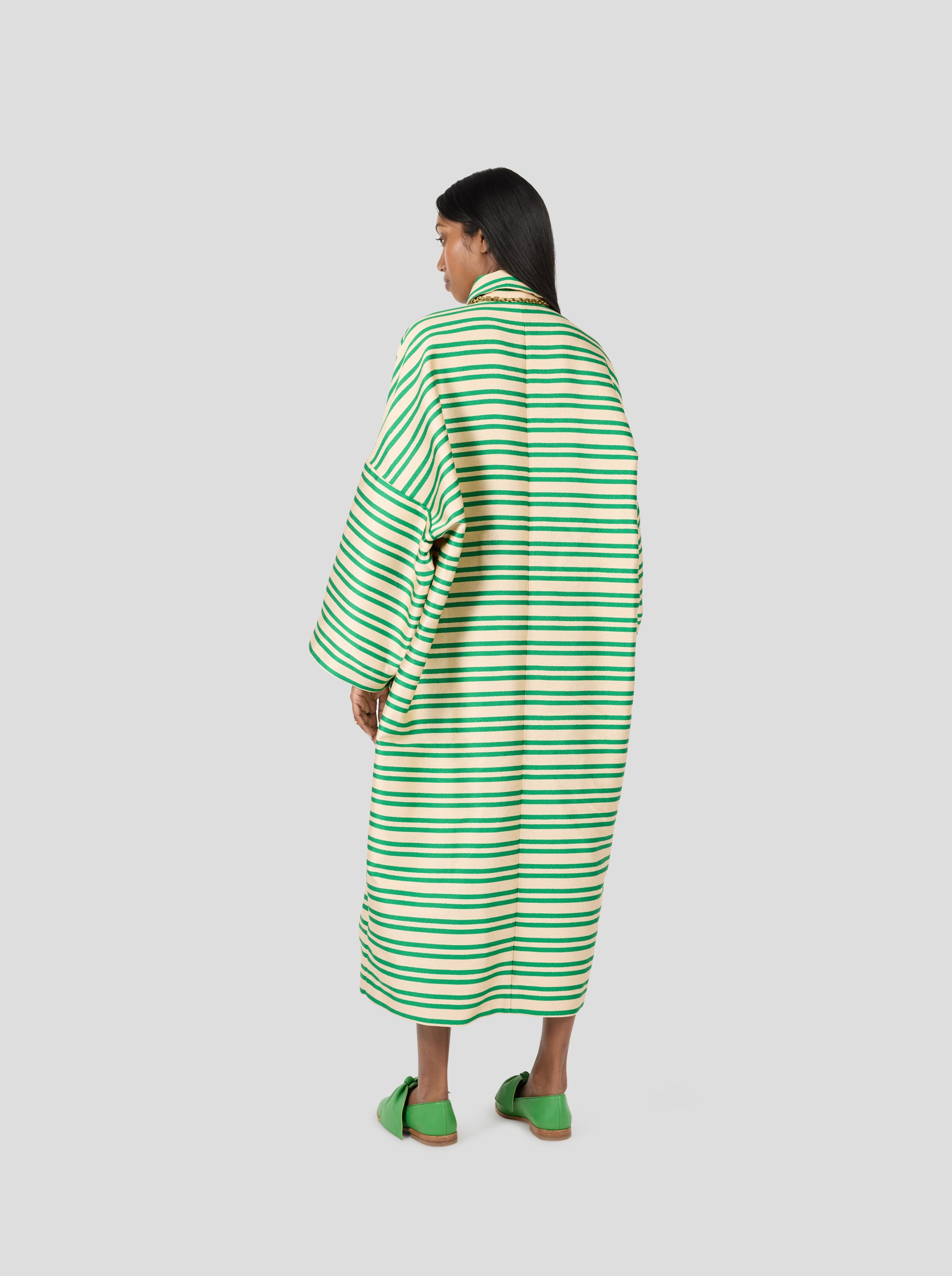 Milo Dress in Bold Green Striped toile