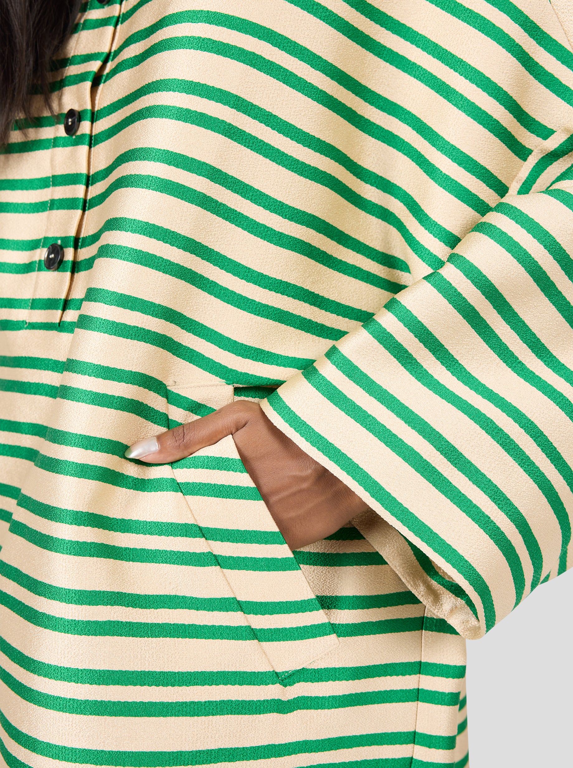 Milo Dress in Bold Green Striped toile