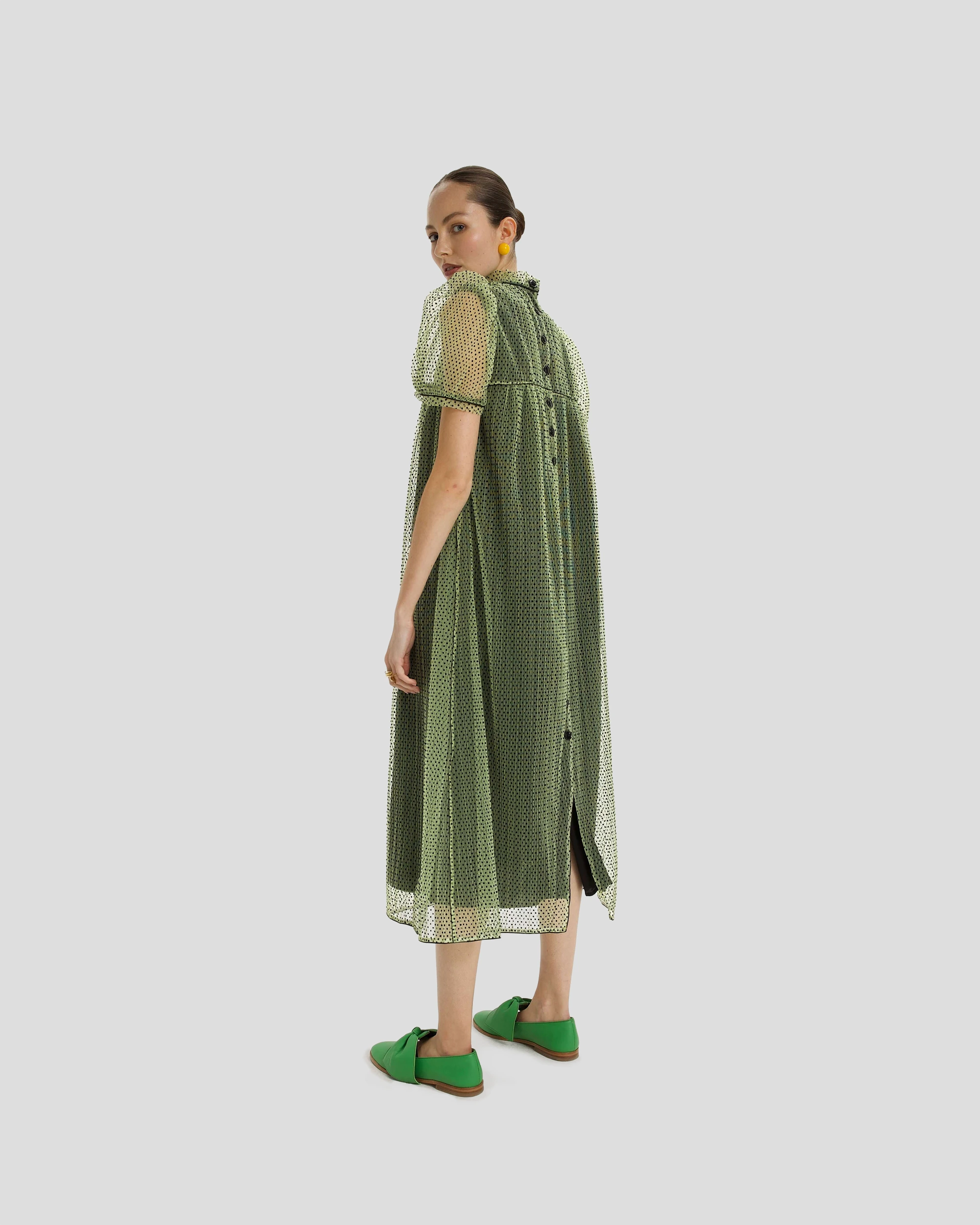 Mira Dress in Croquant Plumetis Olive