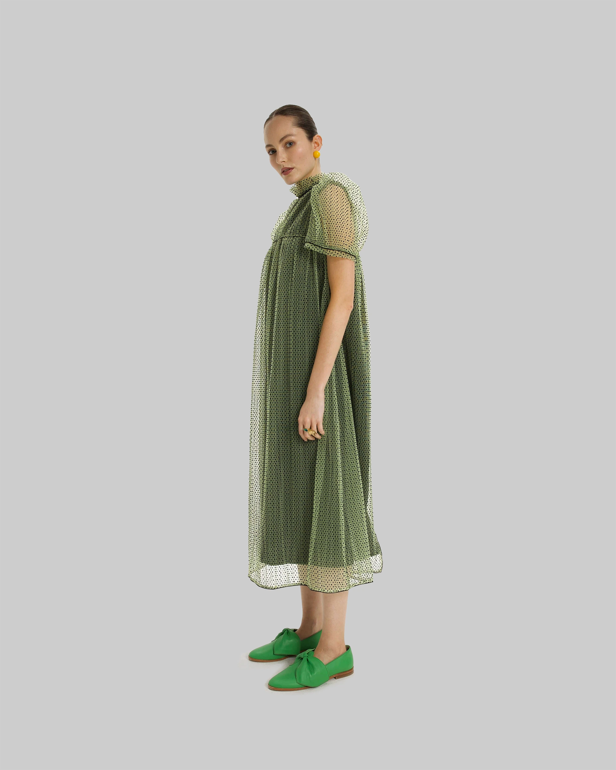 Mira Dress in Croquant Plumetis Olive