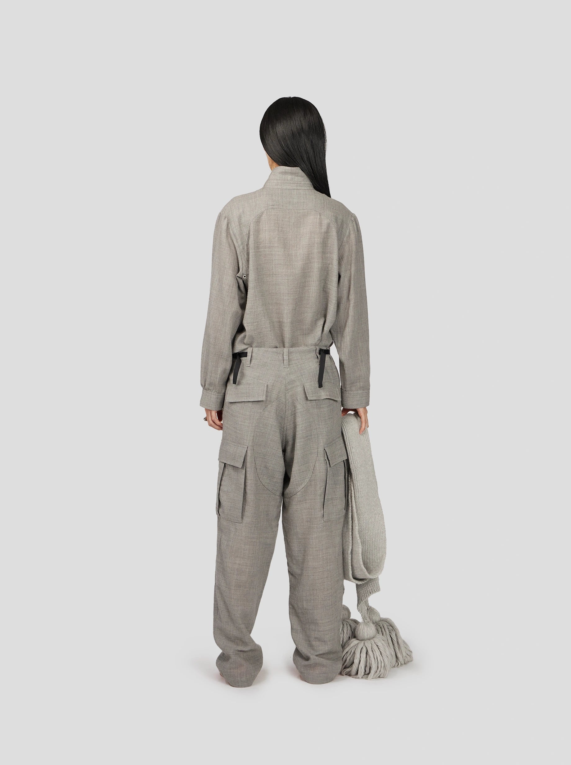 Santino Cargo Pants in Ash Wool Cloth